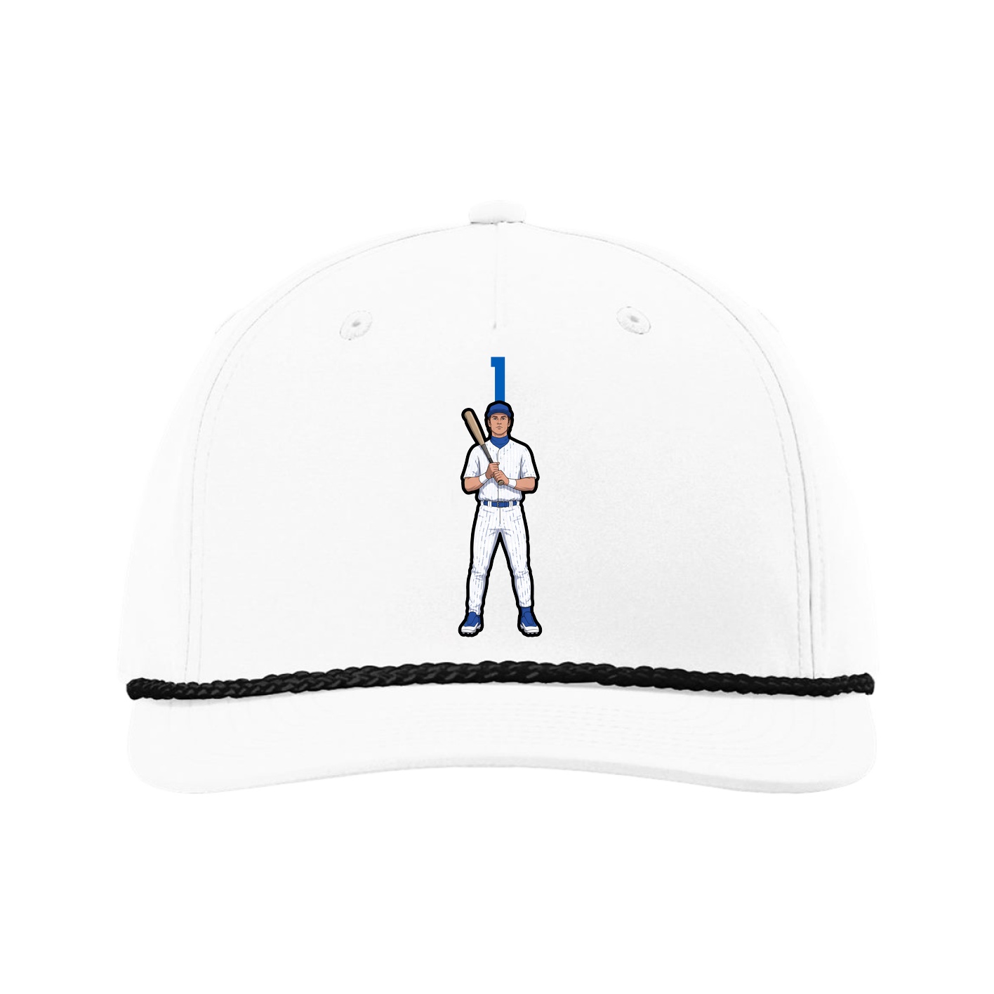 Five-Panel Classic Rope Cap — Number Top in White