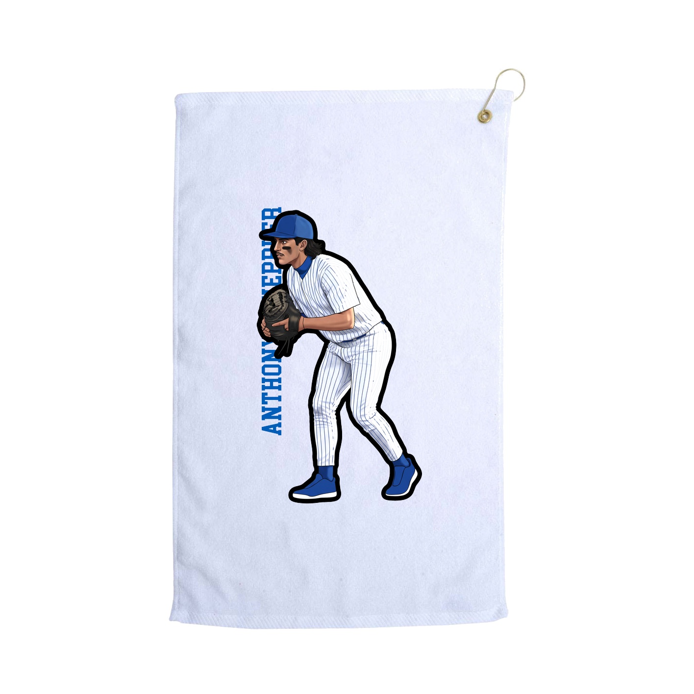 Golf Towel — Name Vertical in White