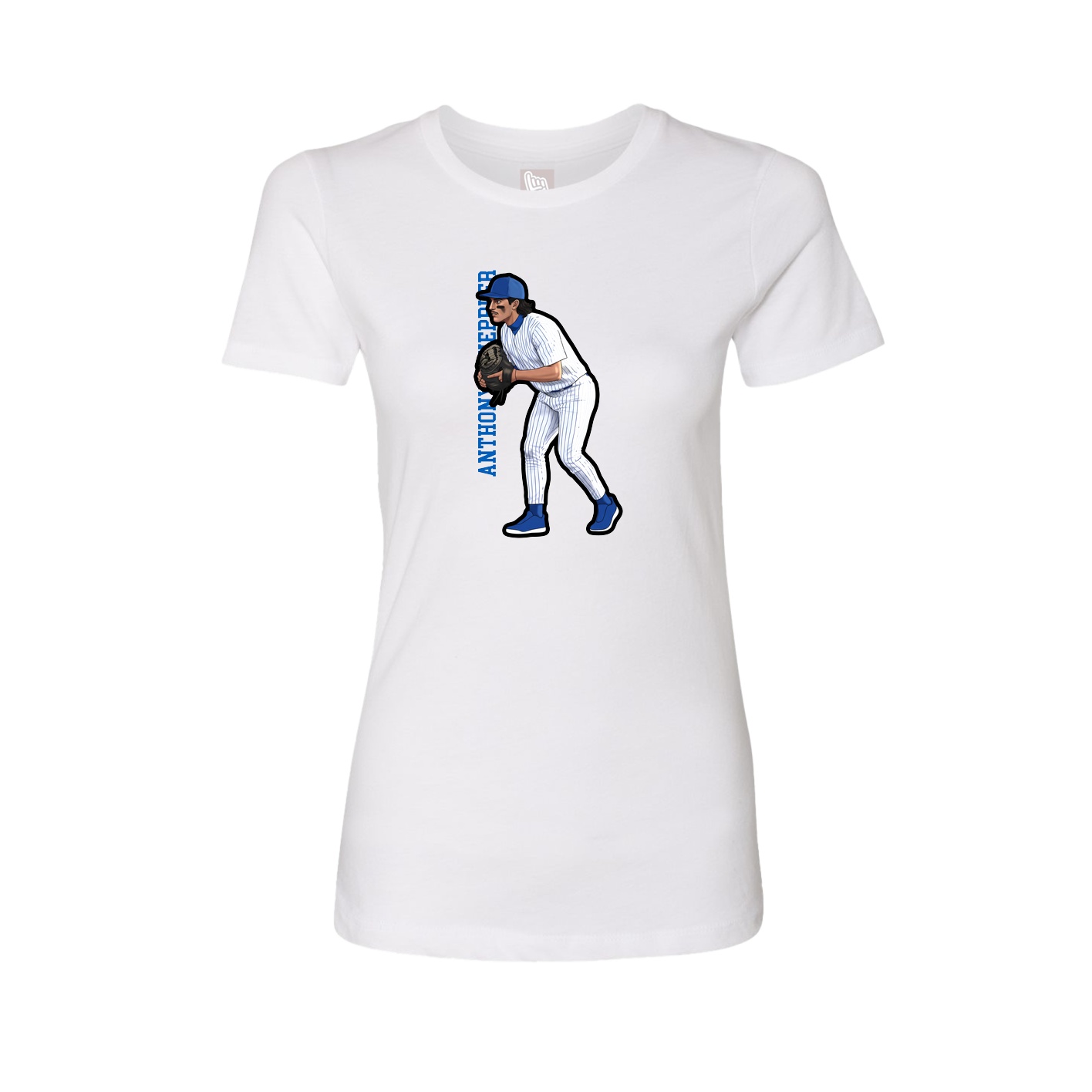 Fitted Women's Tee — Name Vertical in White