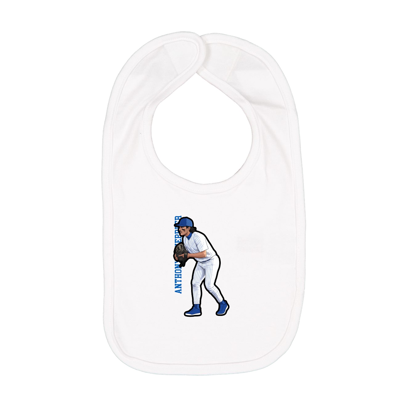 Infant Bib — Name Vertical in White