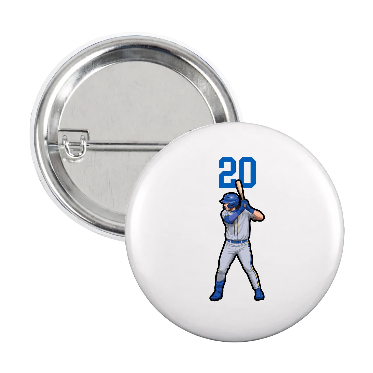 Game Day Button — Number Top in White