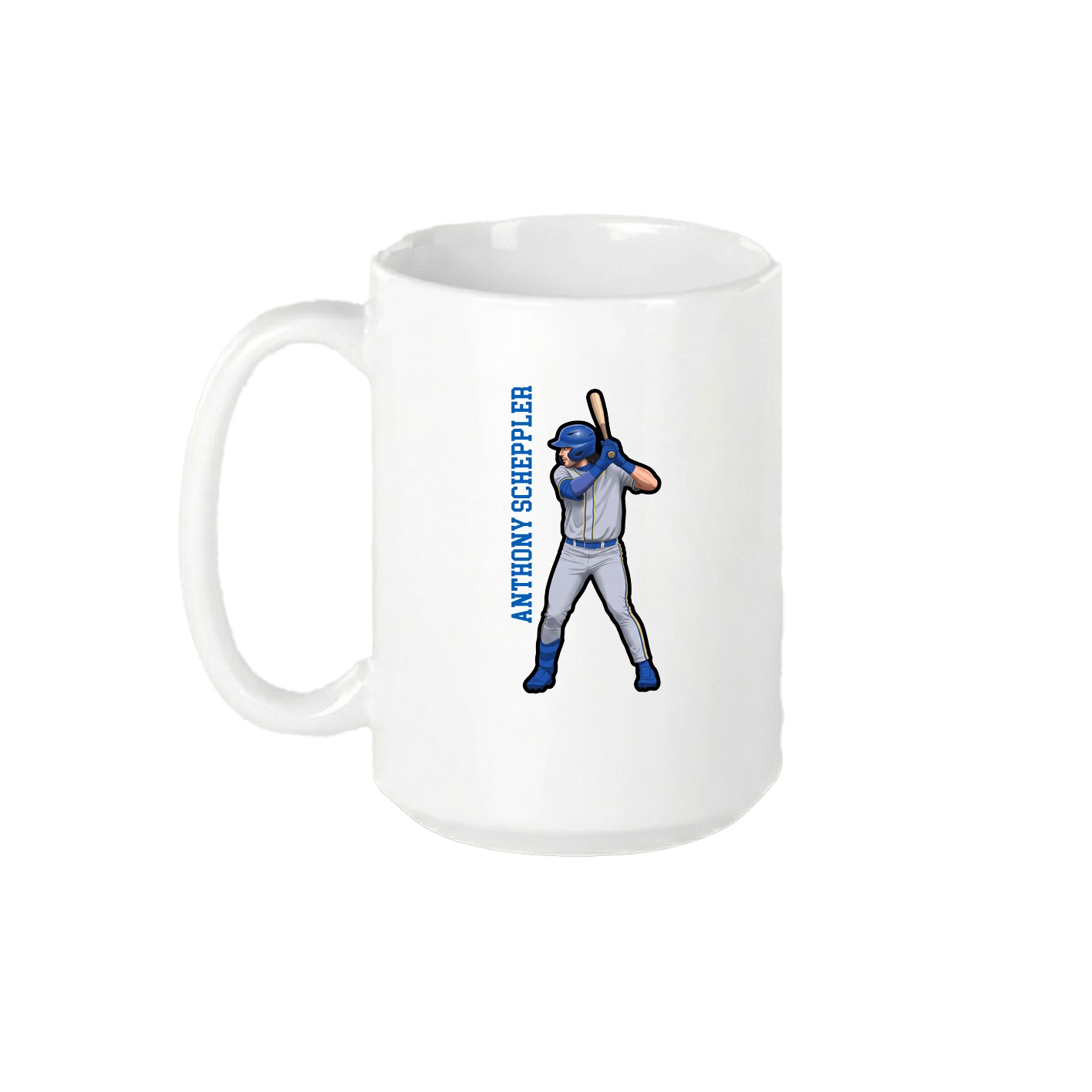 15oz Coffee Mug — Name Vertical in White