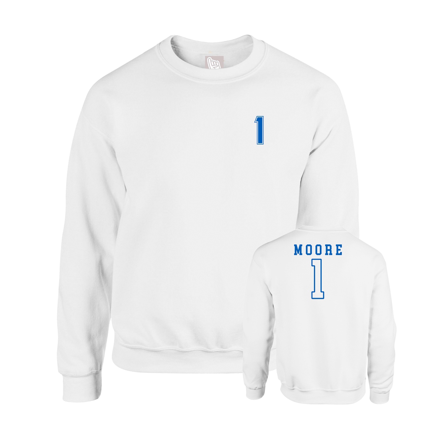 Fleece Crew — Chest Back in White