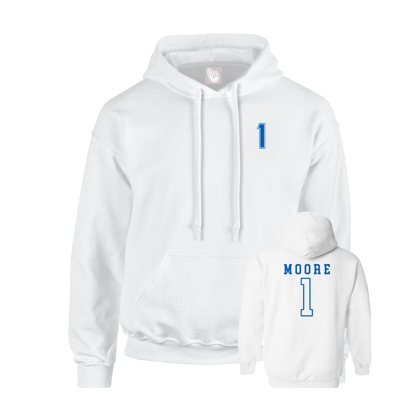 Youth Hoodie — Chest Back in White