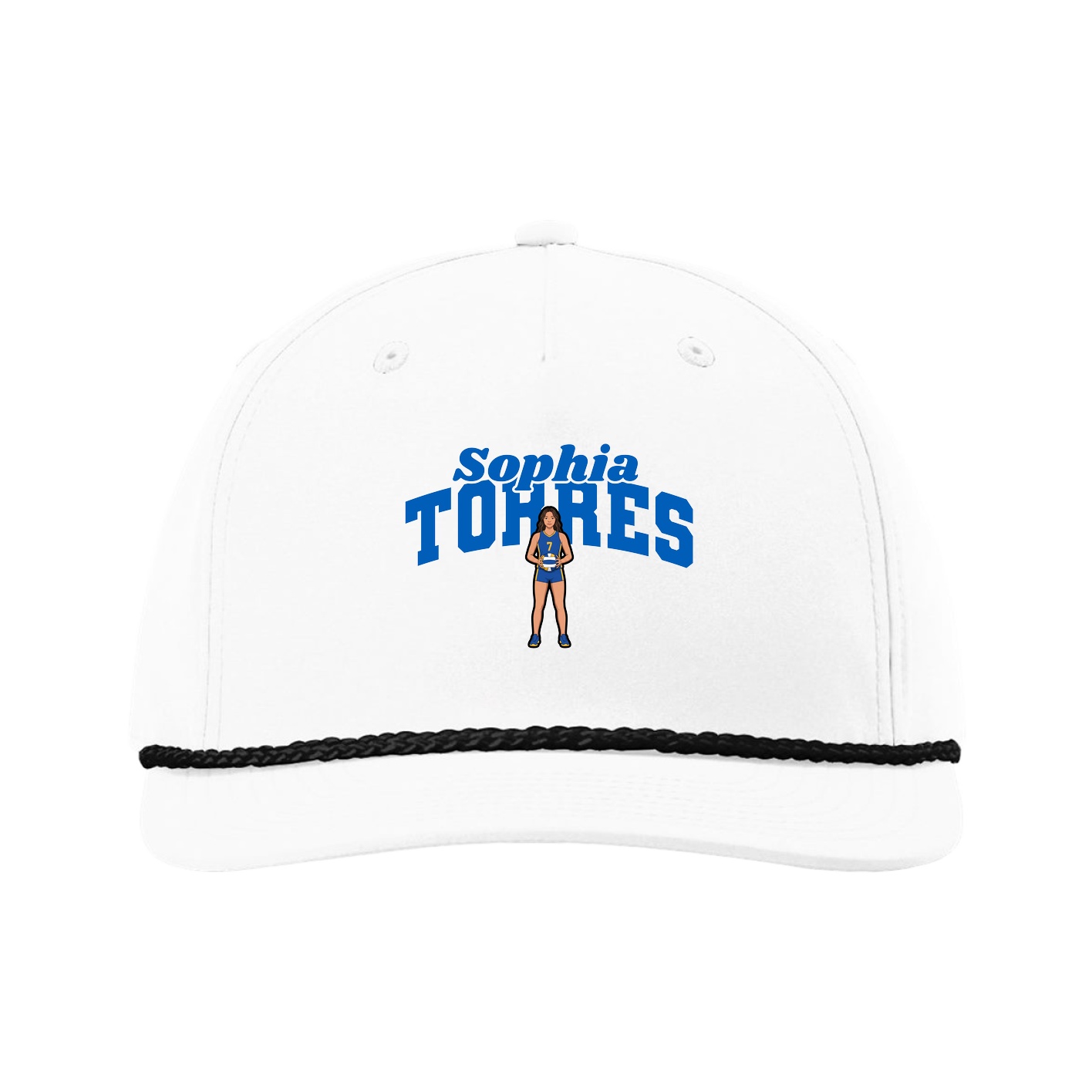 Five-Panel Classic Rope Cap — Signature Arch in White