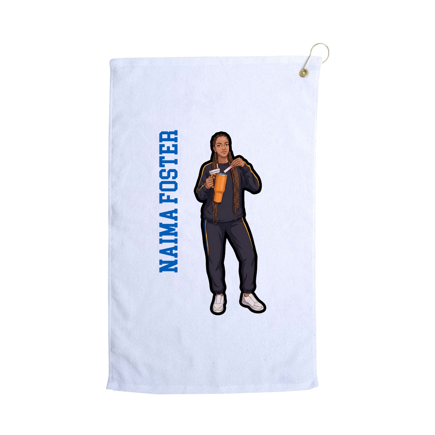 Golf Towel — Name Vertical in White