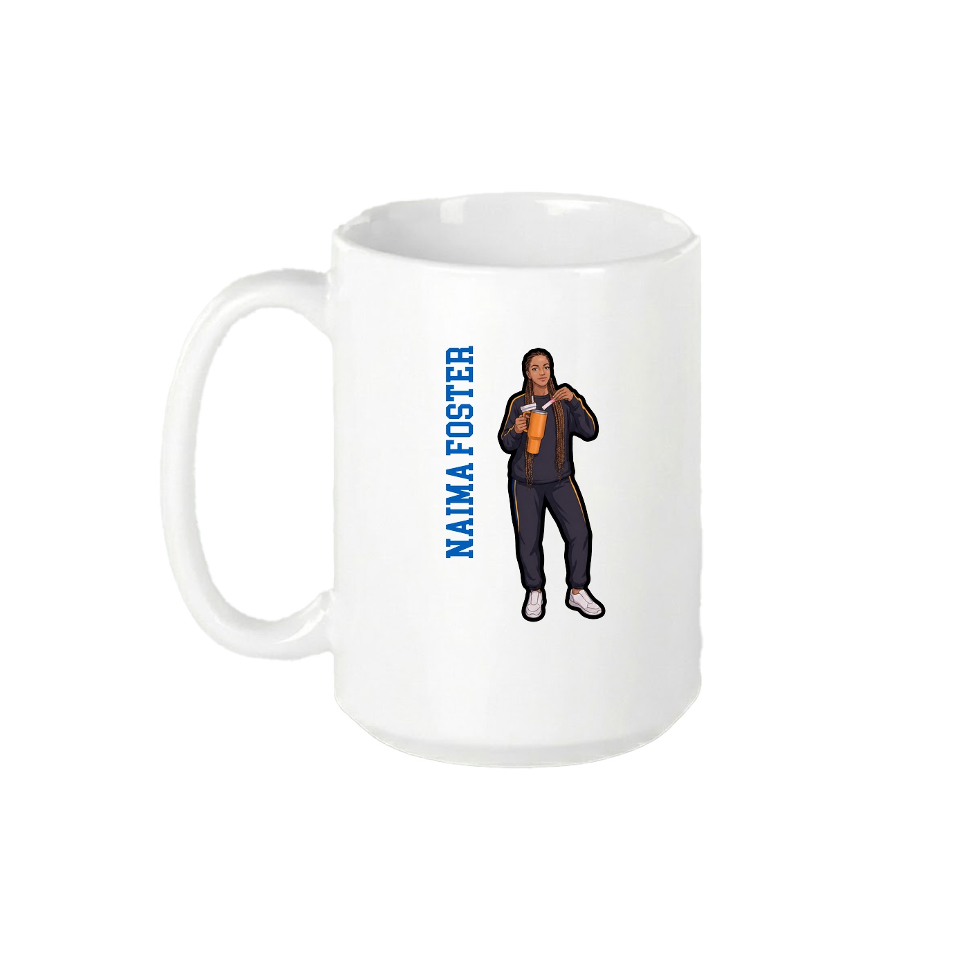 15oz Coffee Mug — Name Vertical in White