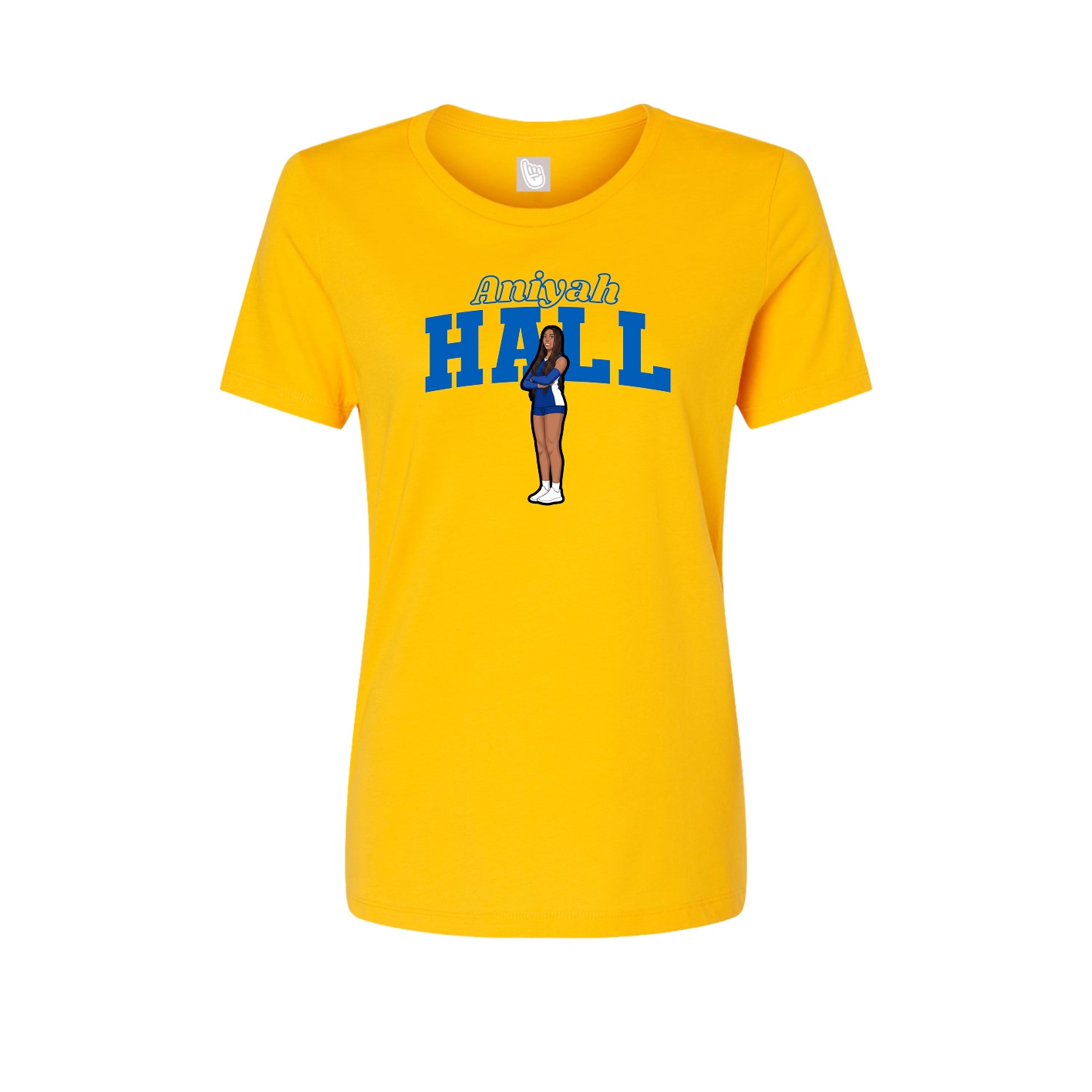 Fitted Women's Tee — Name Arch in Gold