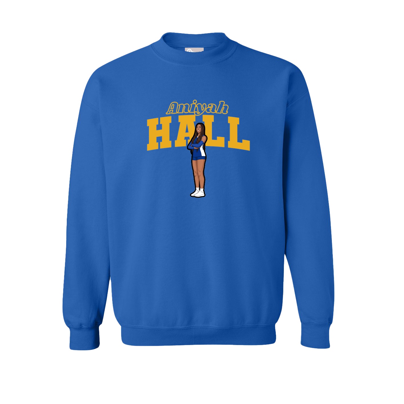 Fleece Crew — Name Arch in Royal
