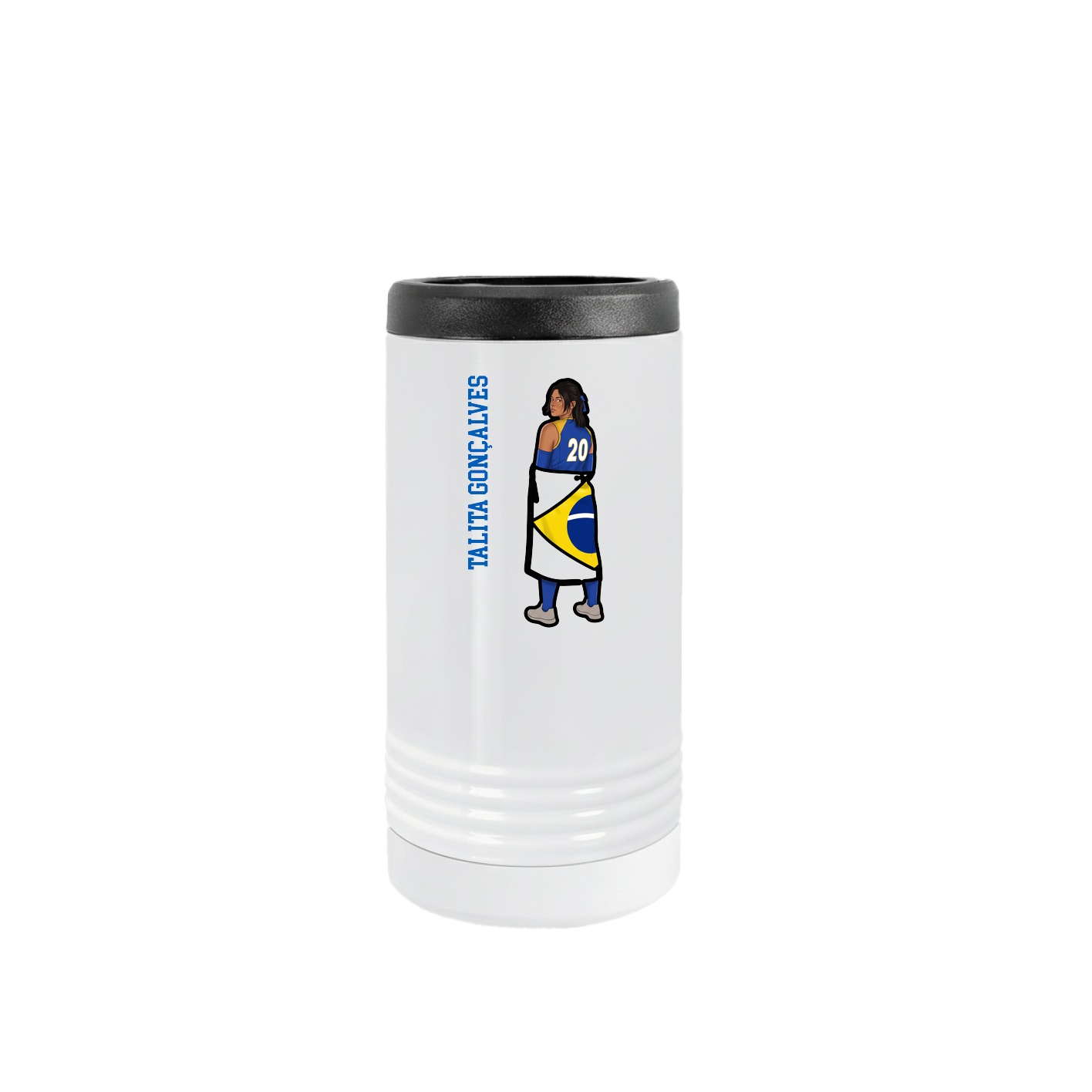 Slim Beverage Holder — Name Vertical in White