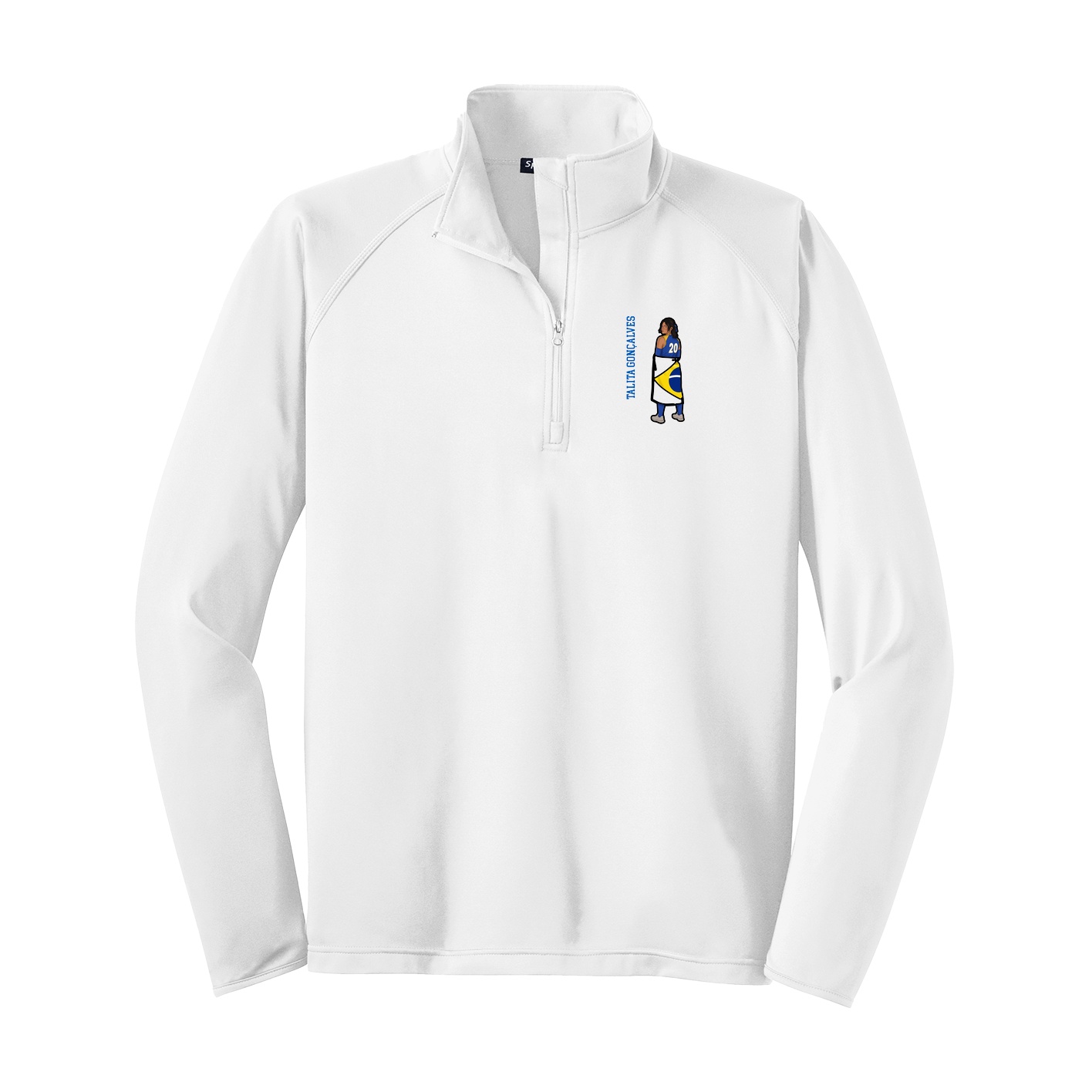 Q-Zip Pullover — Name Vertical in White
