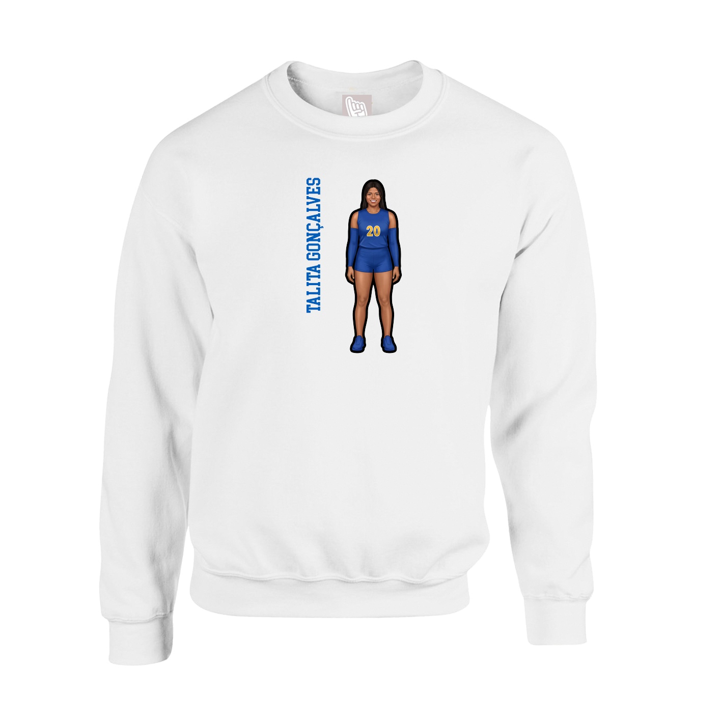 Fleece Crew — Name Vertical in White