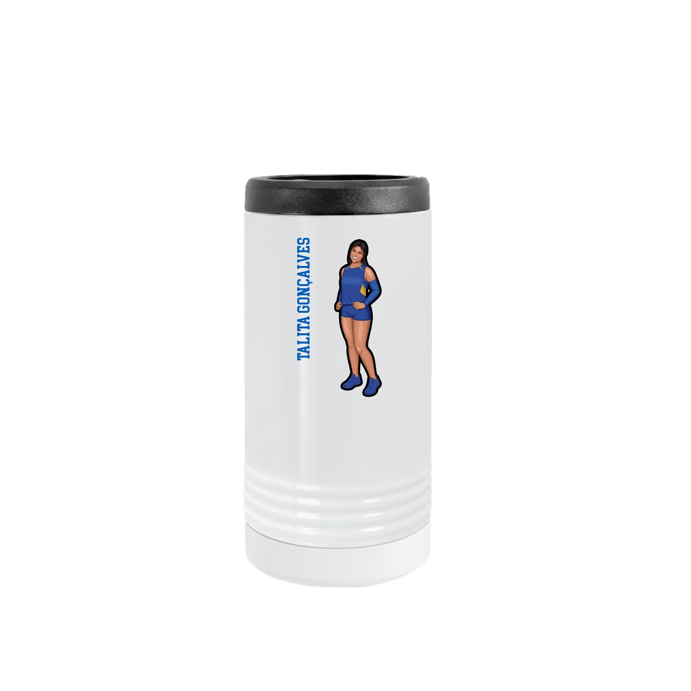Slim Beverage Holder — Name Vertical in White
