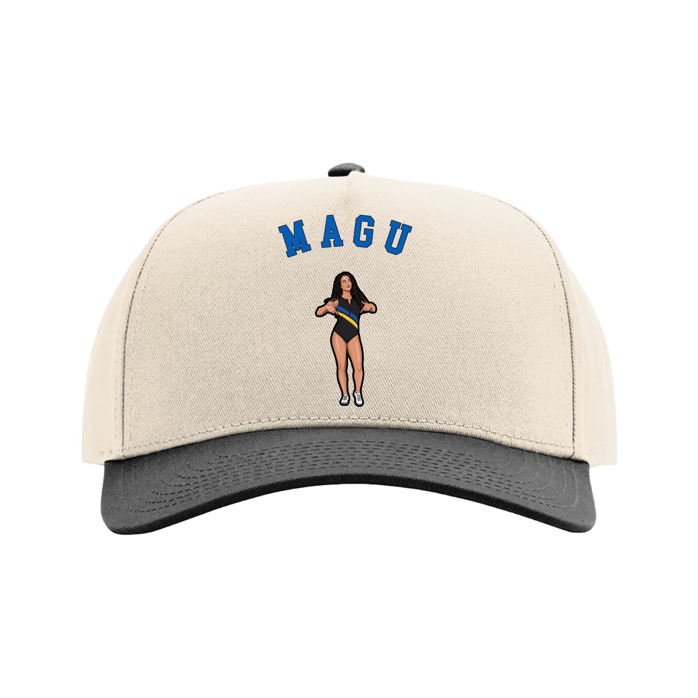 Full Fabric Five-Panel Champ Cap — Shirsey Arch in Cream/Black