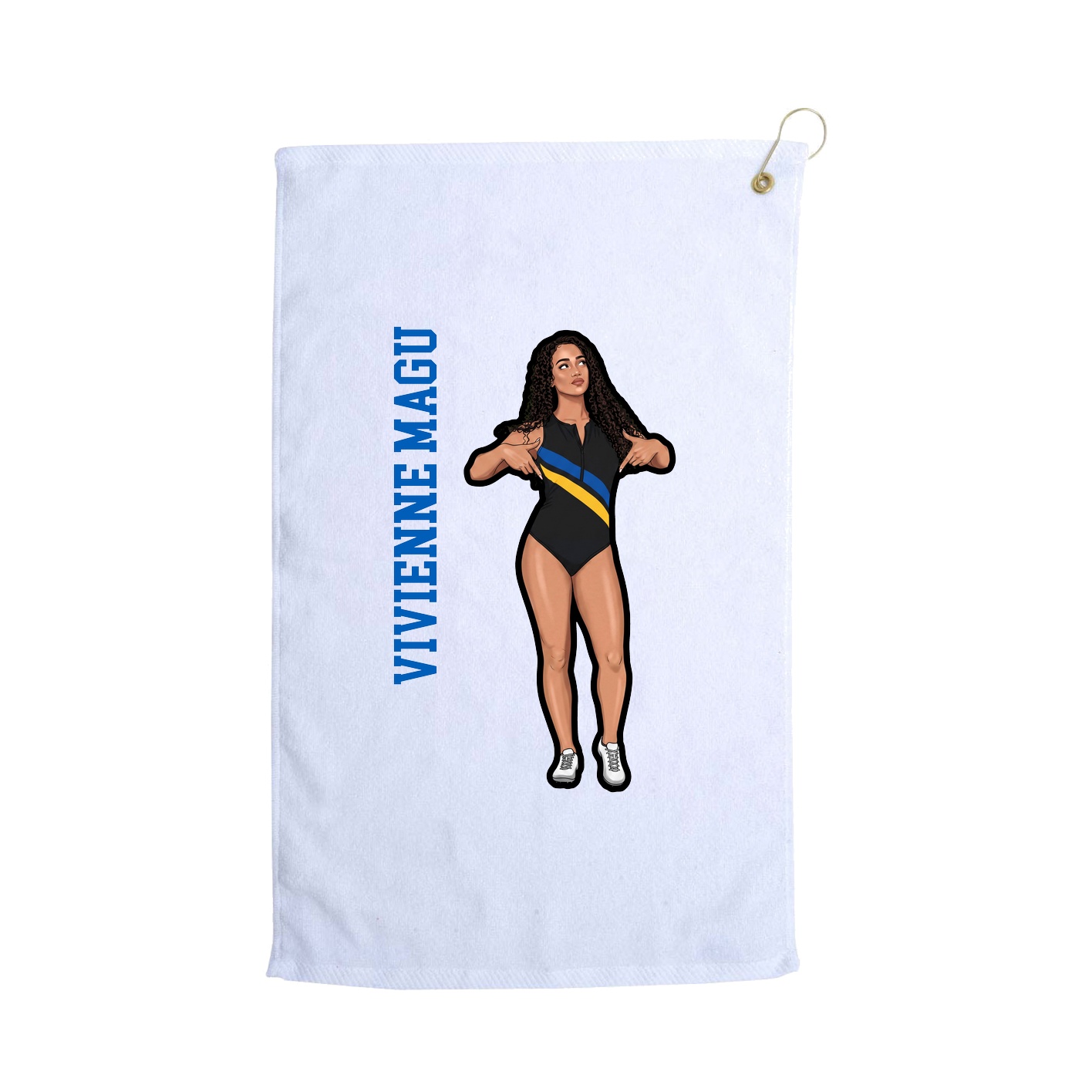 Golf Towel — Name Vertical in White