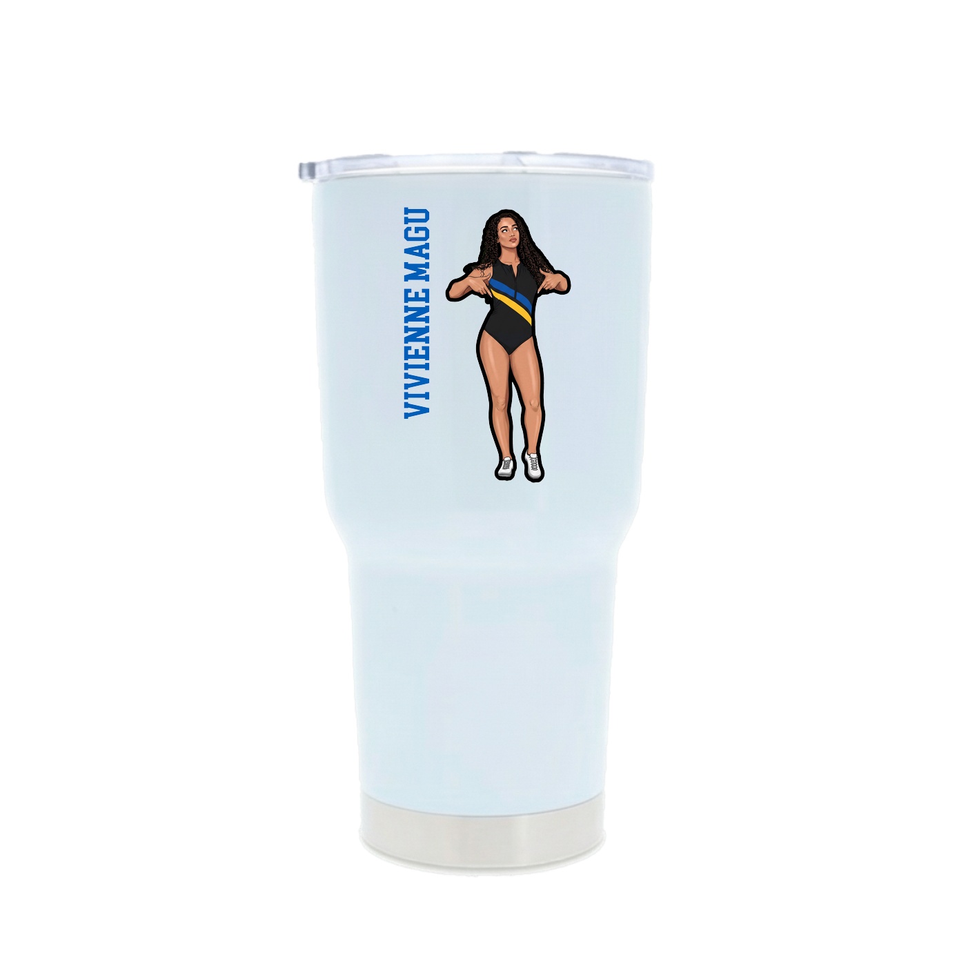 30oz Stainless Steel Tumbler — Name Vertical in White