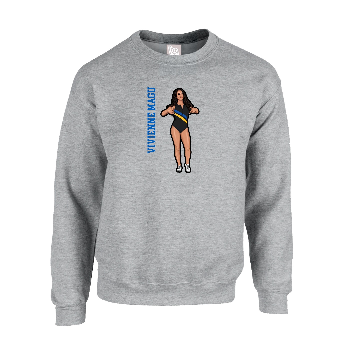 Fleece Crew — Name Vertical in Grey
