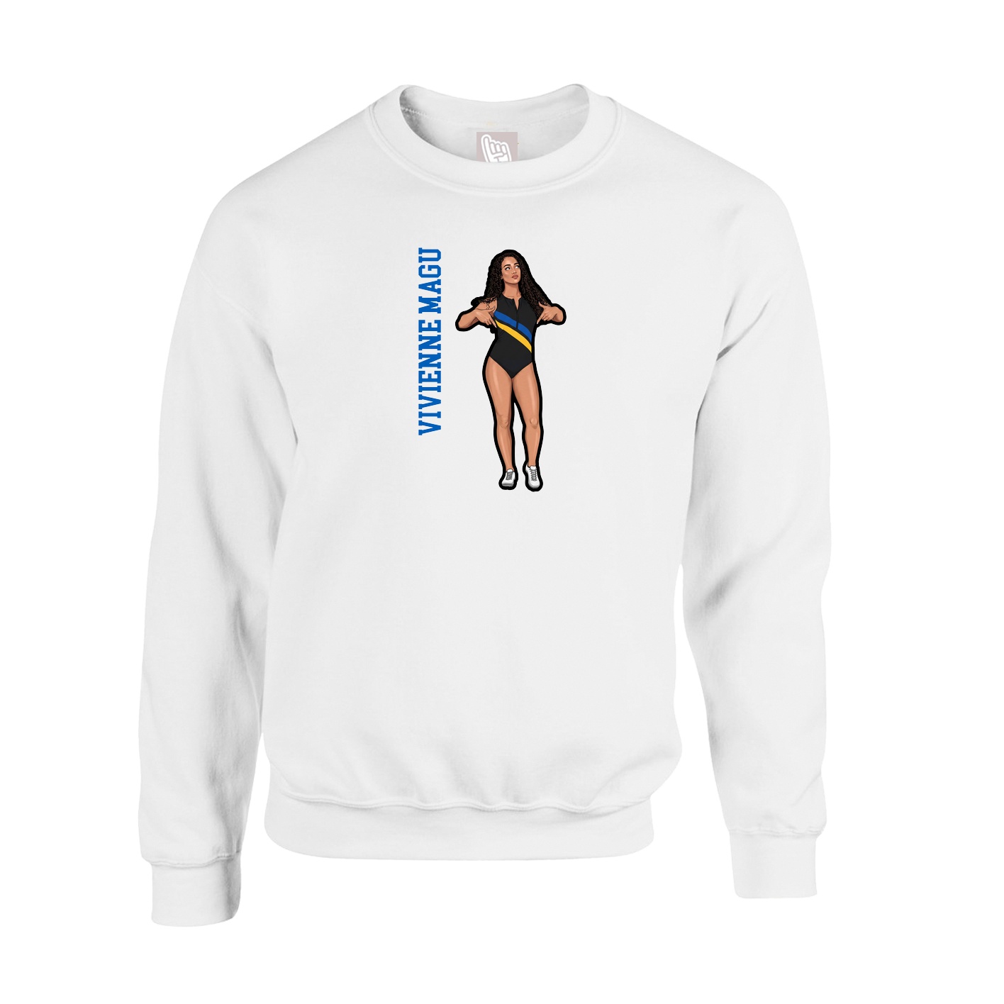 Fleece Crew — Name Vertical in White