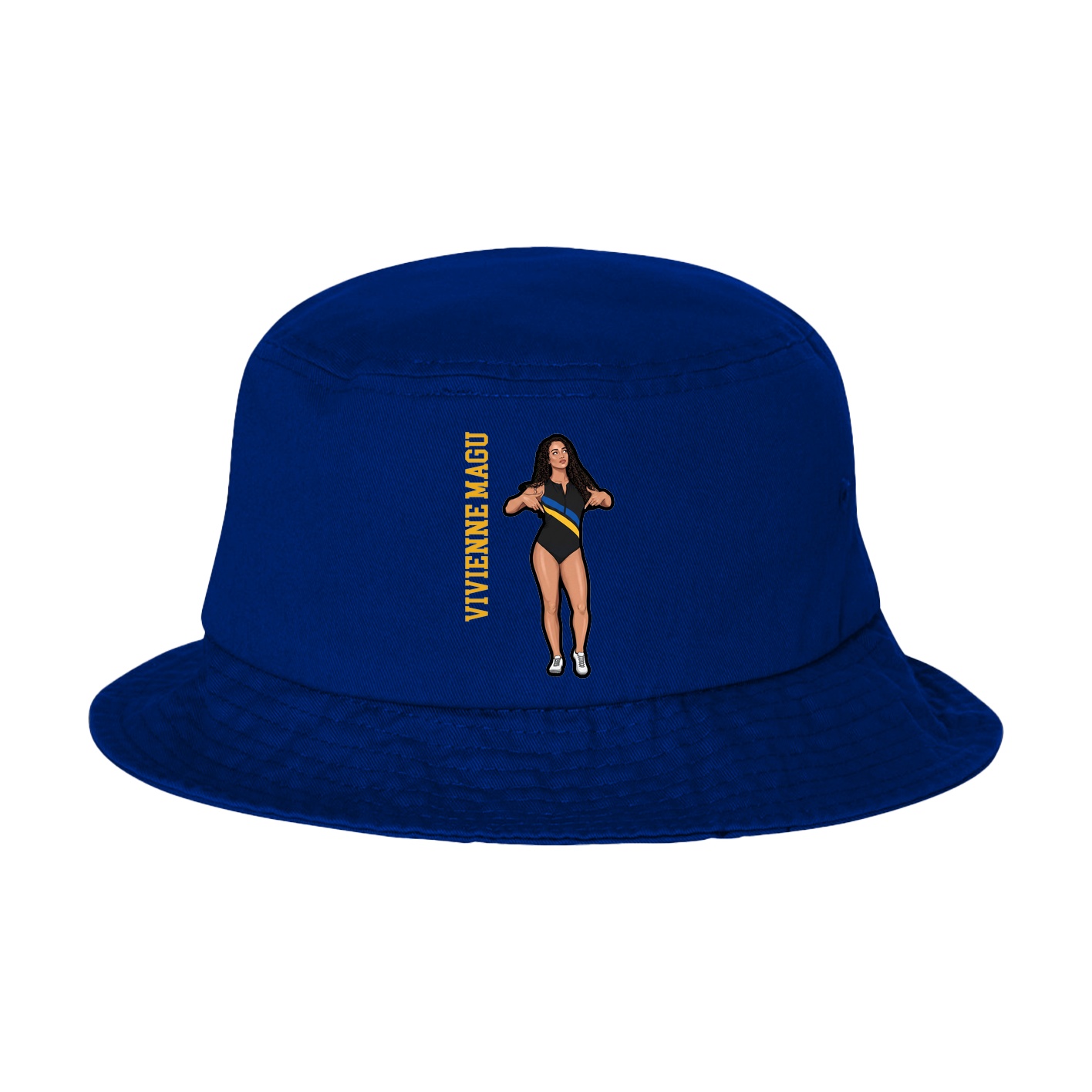 Bucket Cap — Name Vertical in Royal Blue