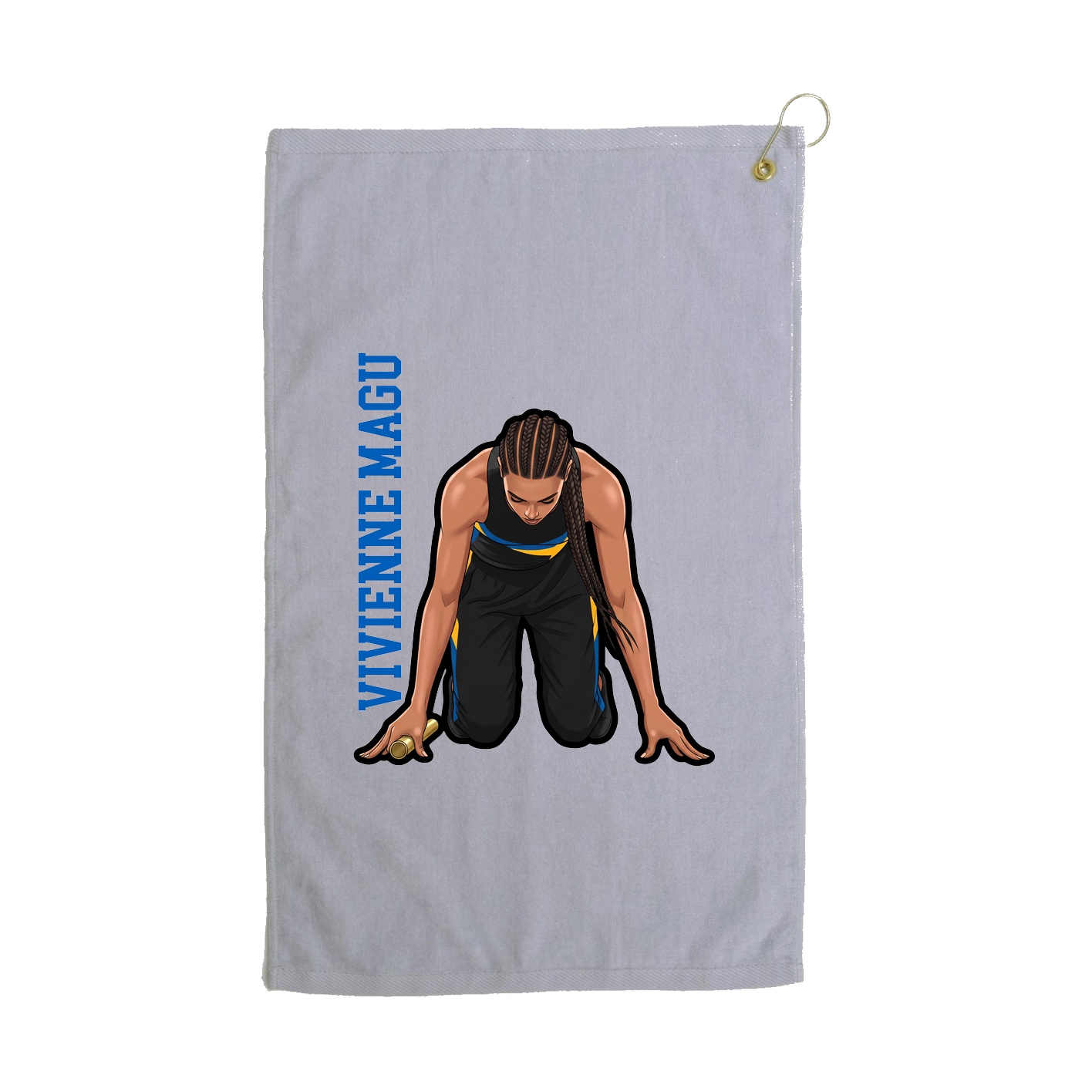 Golf Towel — Name Vertical in Grey