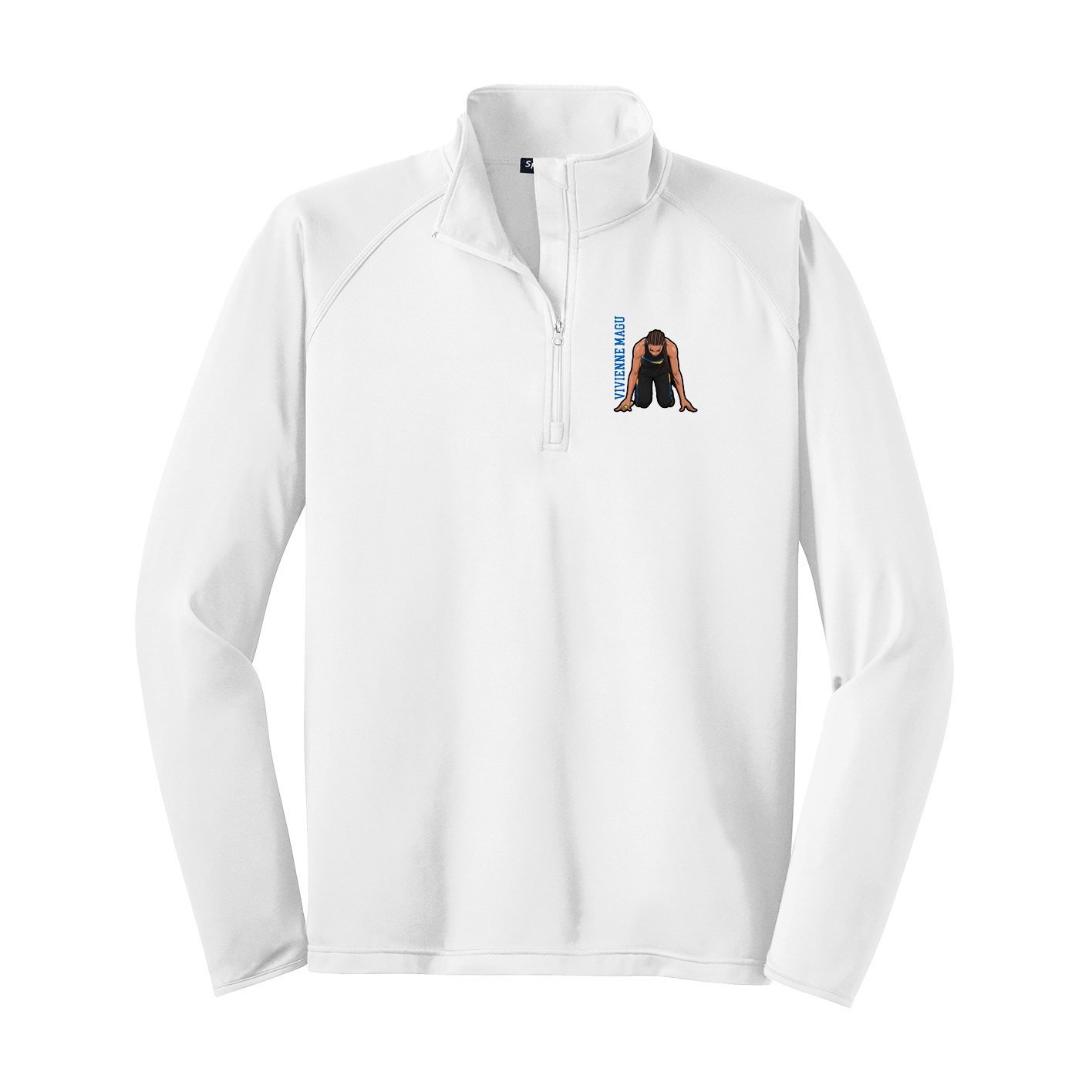 Q-Zip Pullover — Name Vertical in White