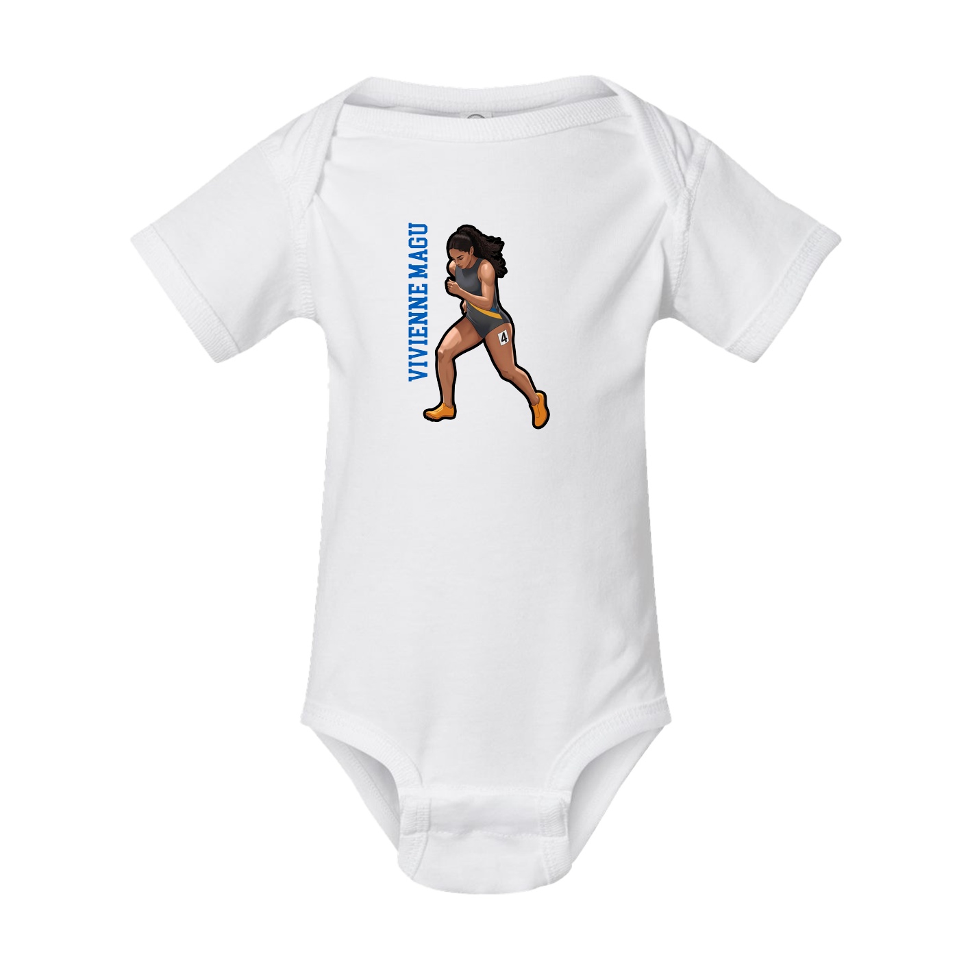 Baby Onesie — Name Vertical in White