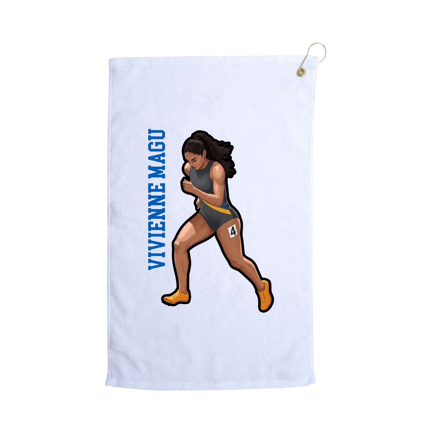 Golf Towel — Name Vertical in White