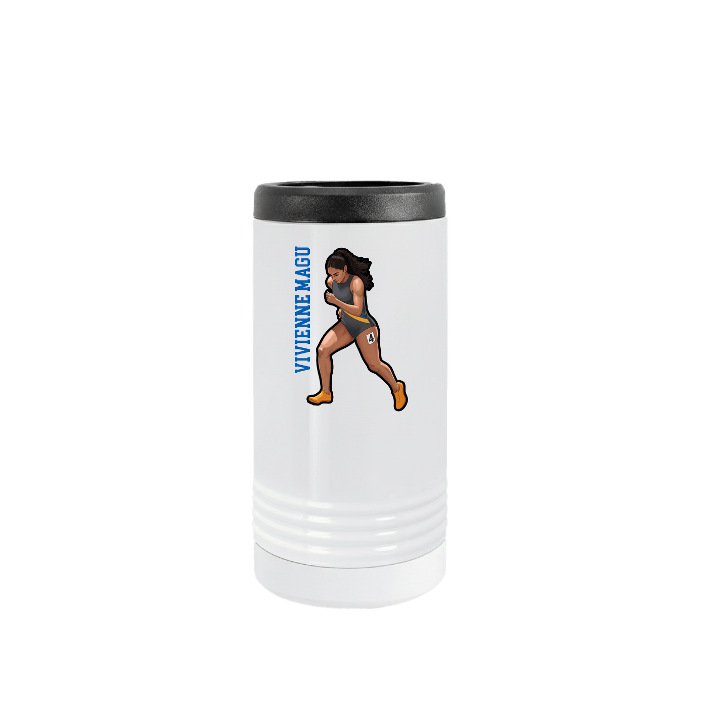 Slim Beverage Holder — Name Vertical in White