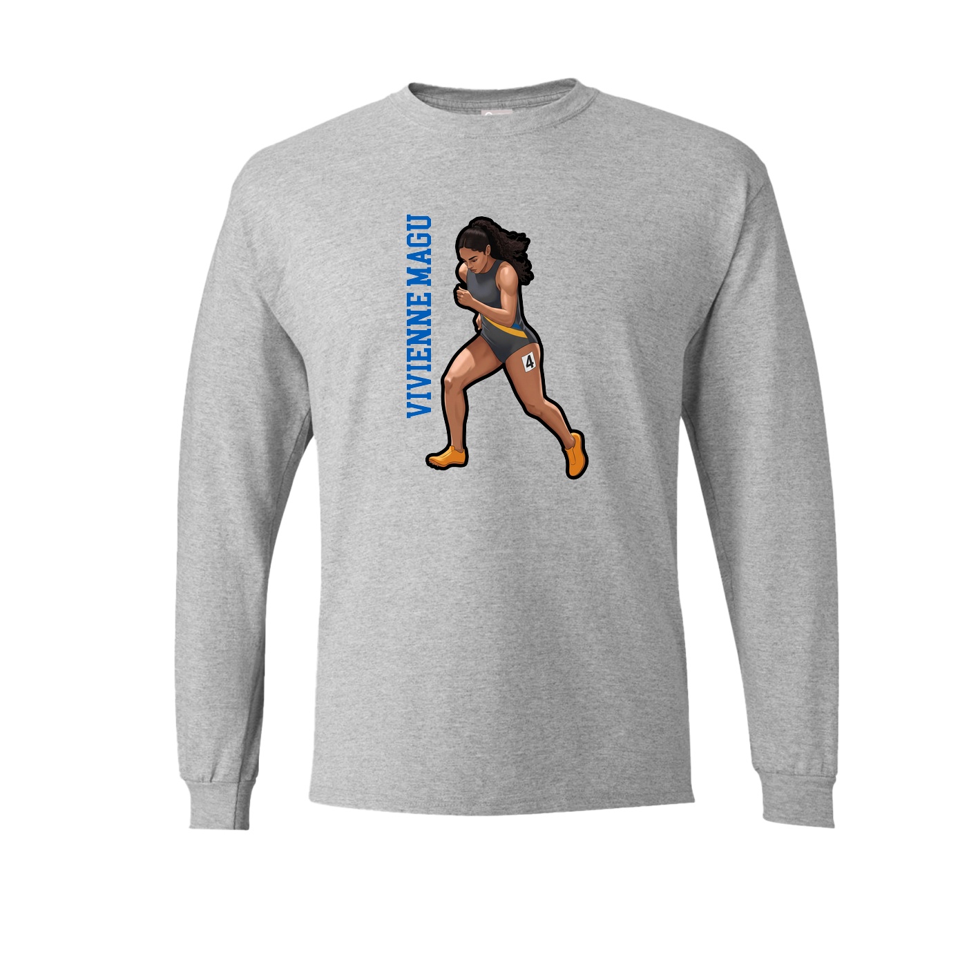 Long Sleeve Tee — Name Vertical in Grey