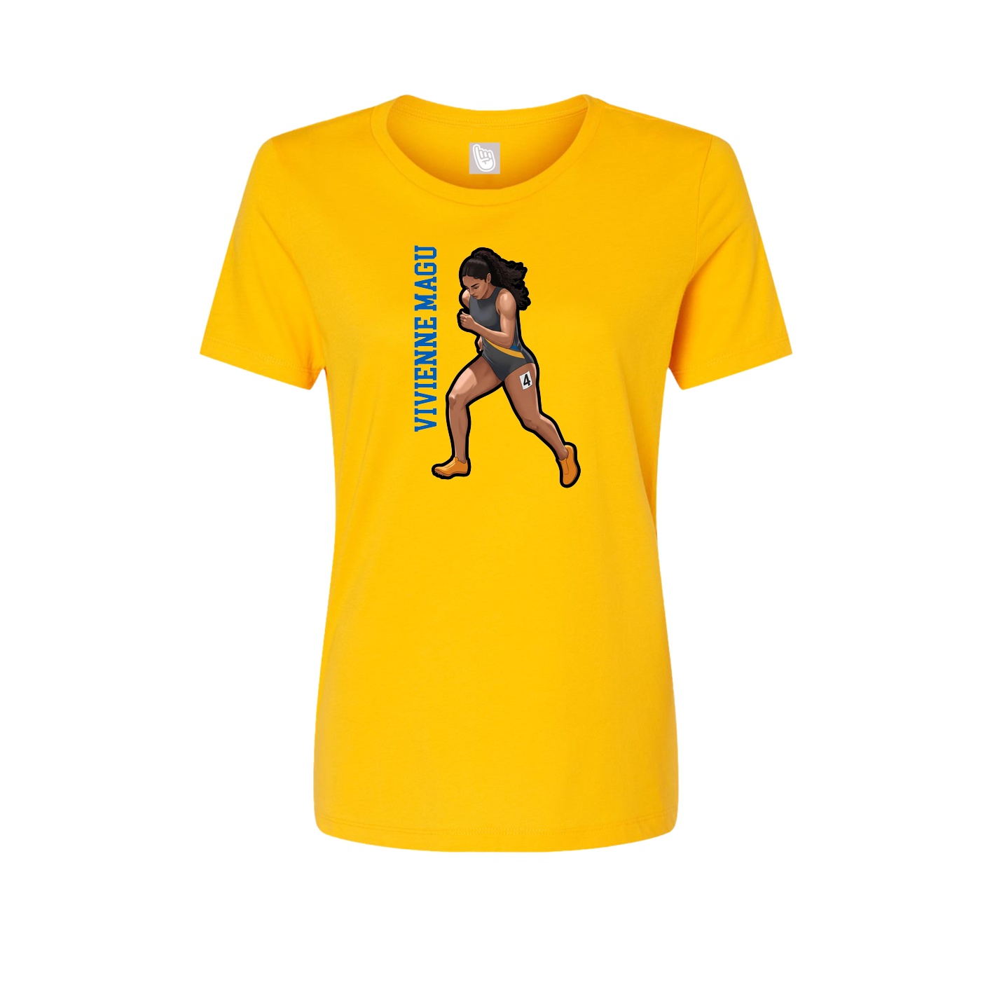 Womens Tee — Name Vertical in Gold