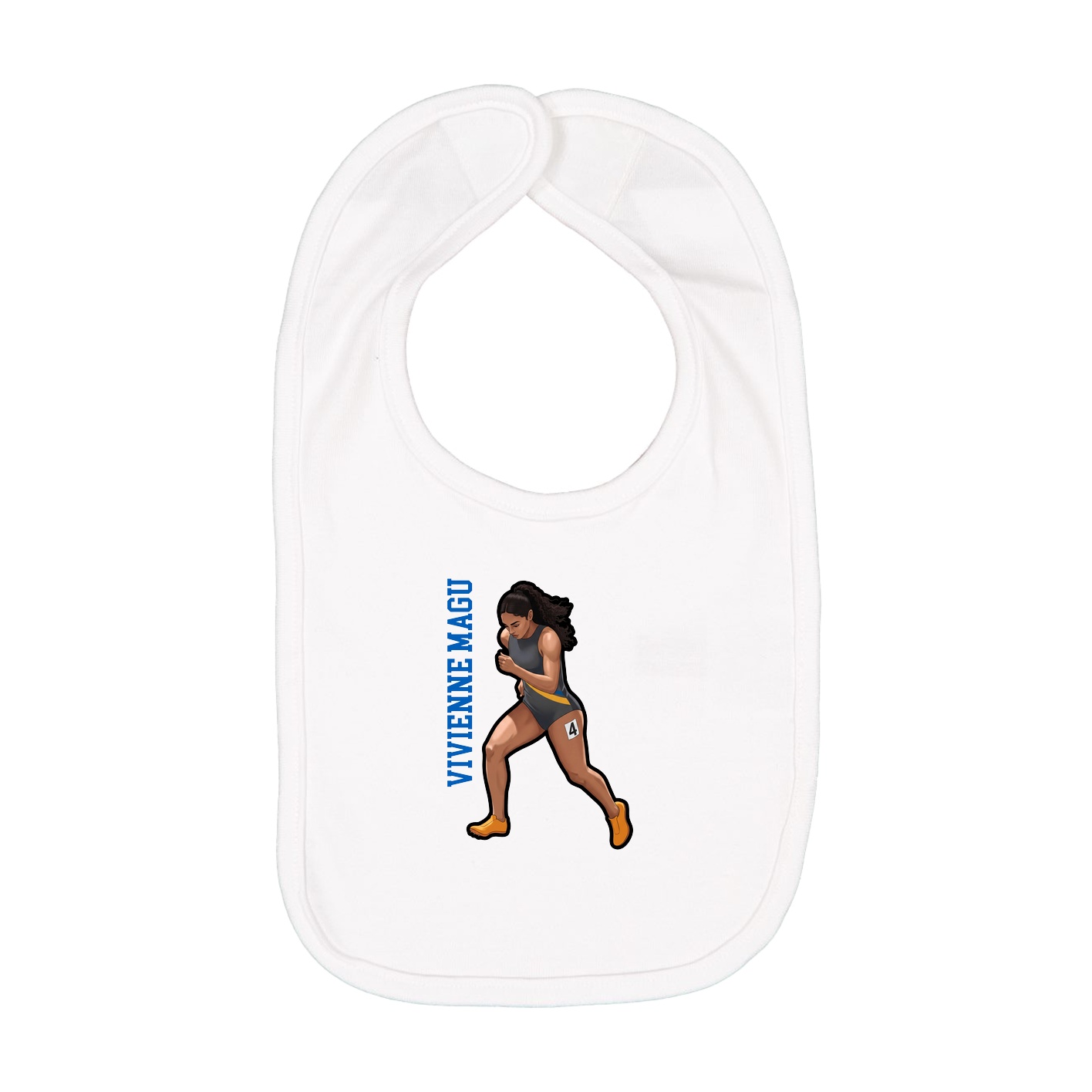 Infant Bib — Name Vertical in White