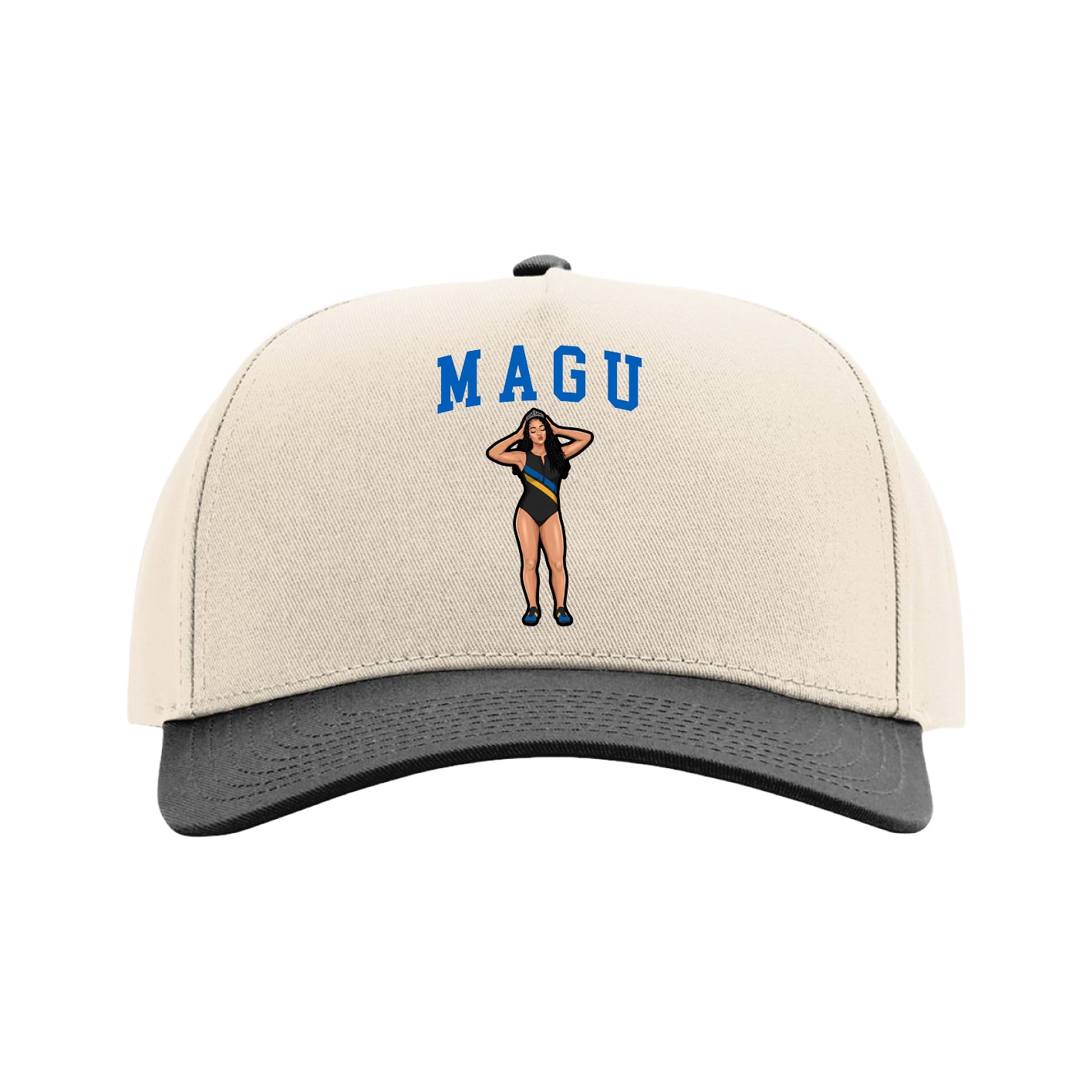 Full Fabric Five-Panel Champ Cap — Shirsey in Cream/Black