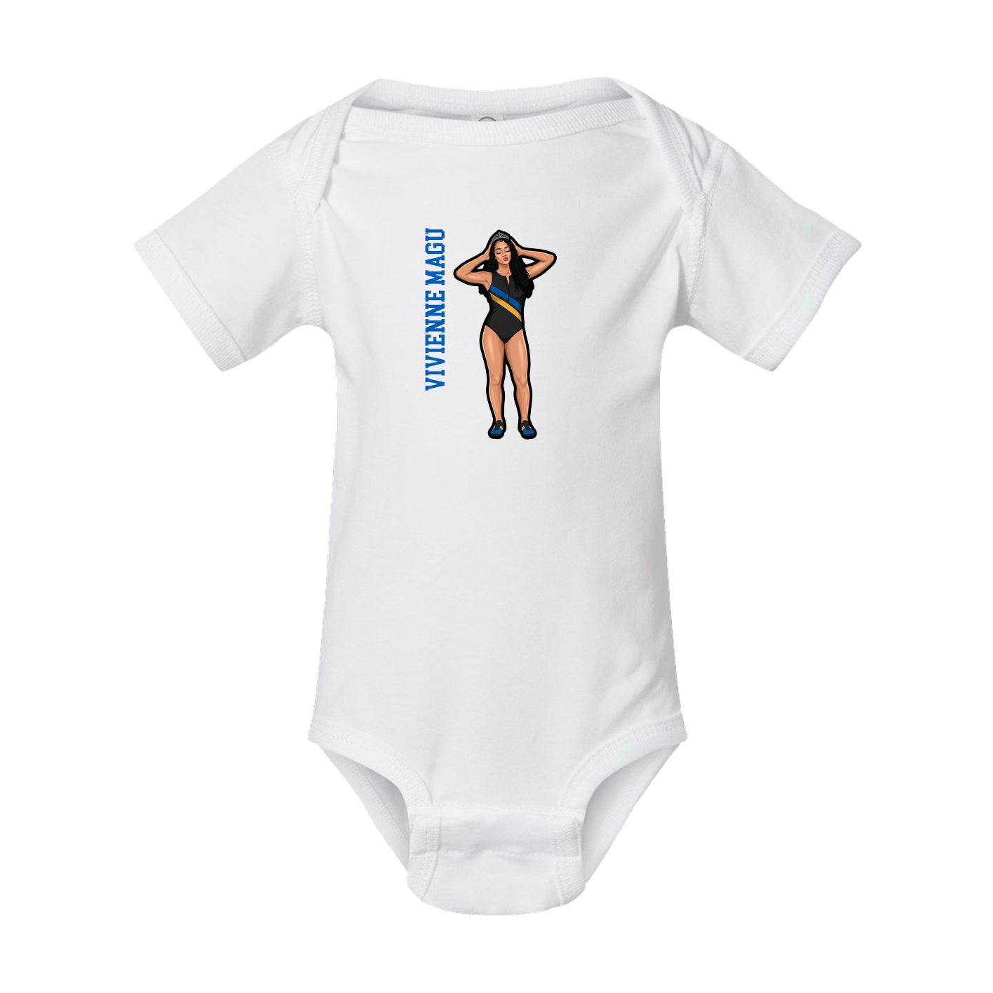 Baby Onesie — Name Vertical in White