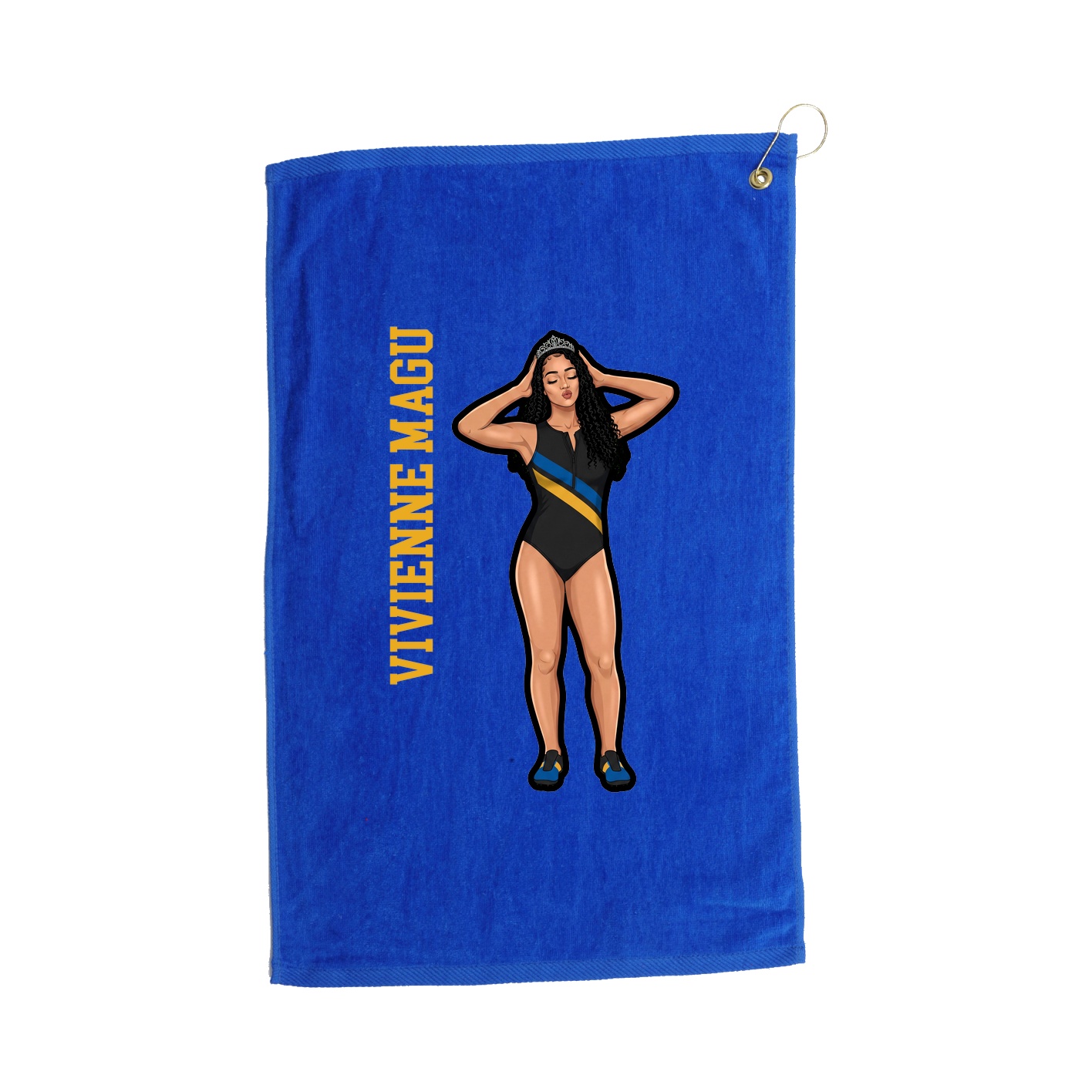 Golf Towel — Name Vertical in Royal
