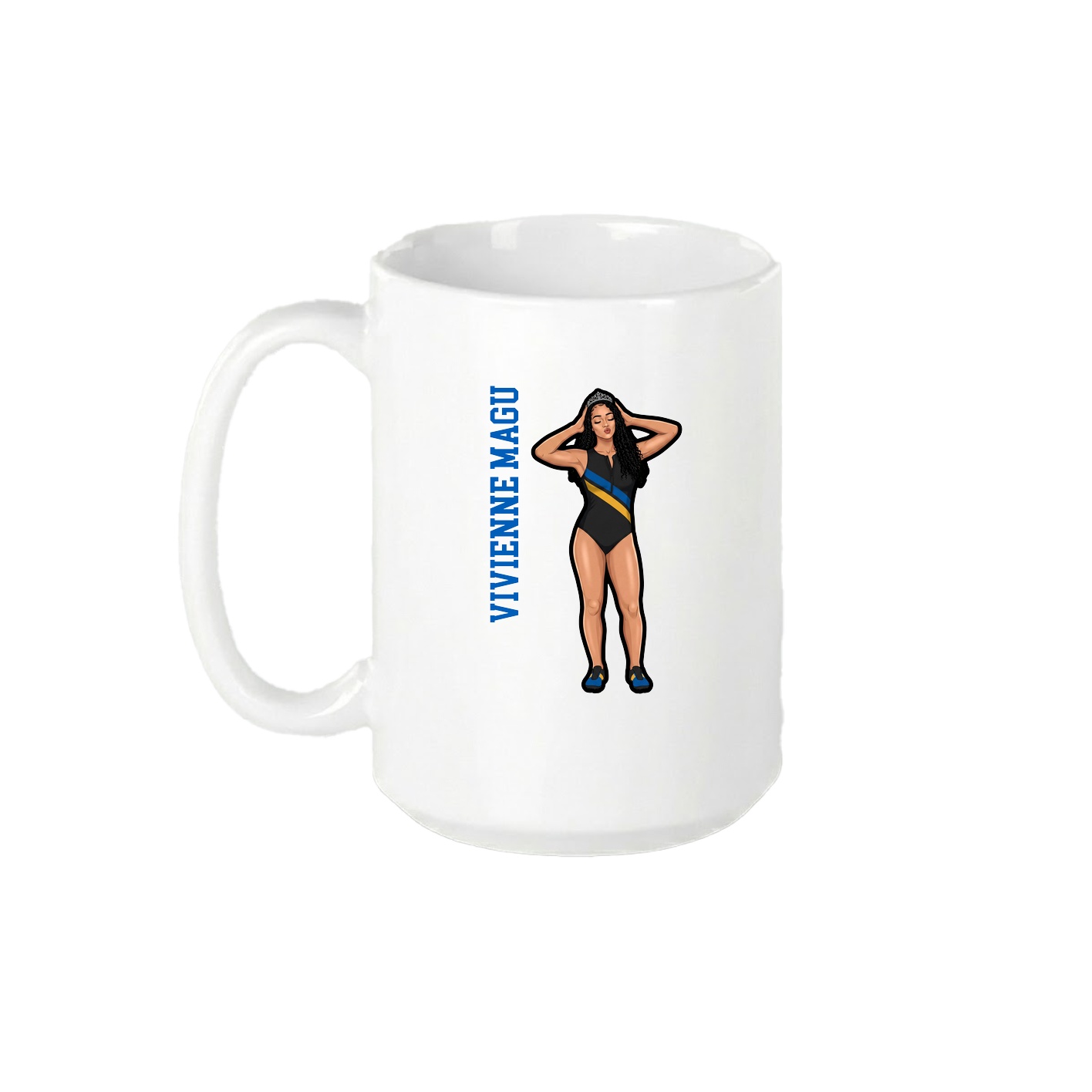 15oz Coffee Mug — Name Vertical in White