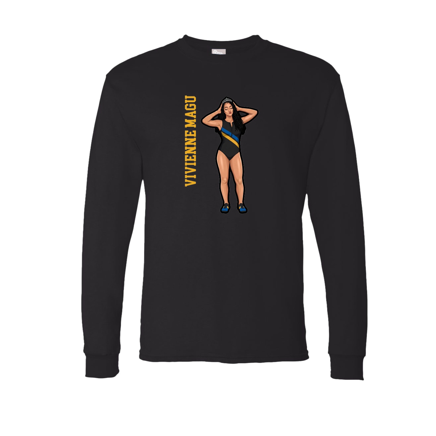 Long Sleeve Tee — Name Vertical in Black