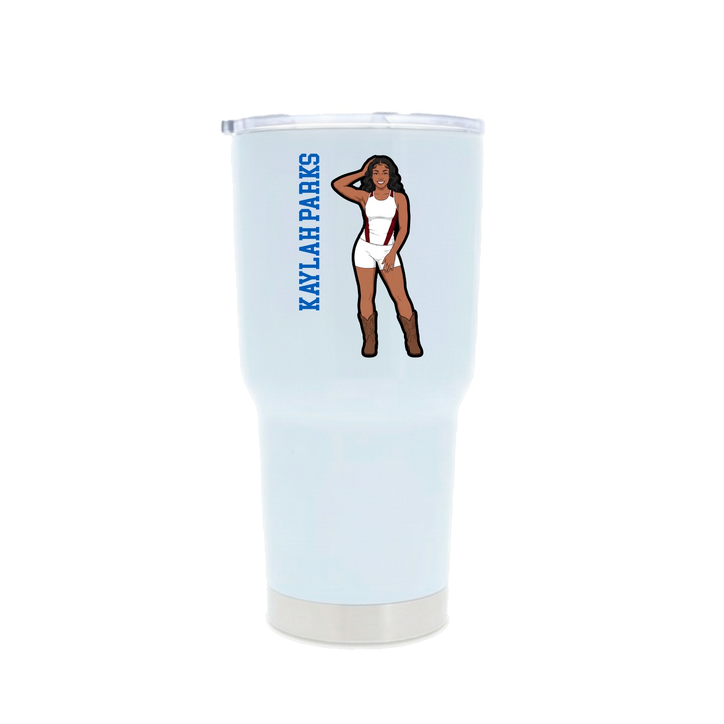 30oz Stainless Steel Tumbler — Name Vertical in White