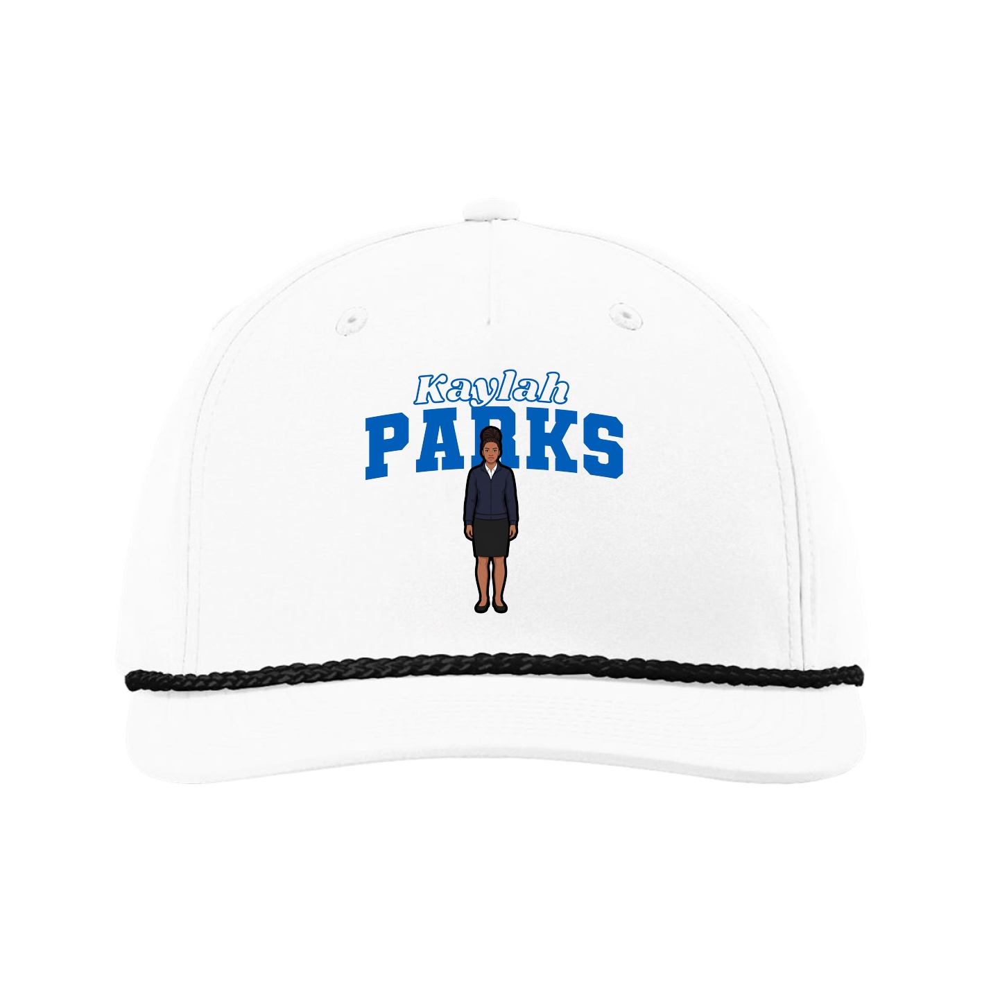 Five-Panel Classic Rope Cap — Name Arch in White