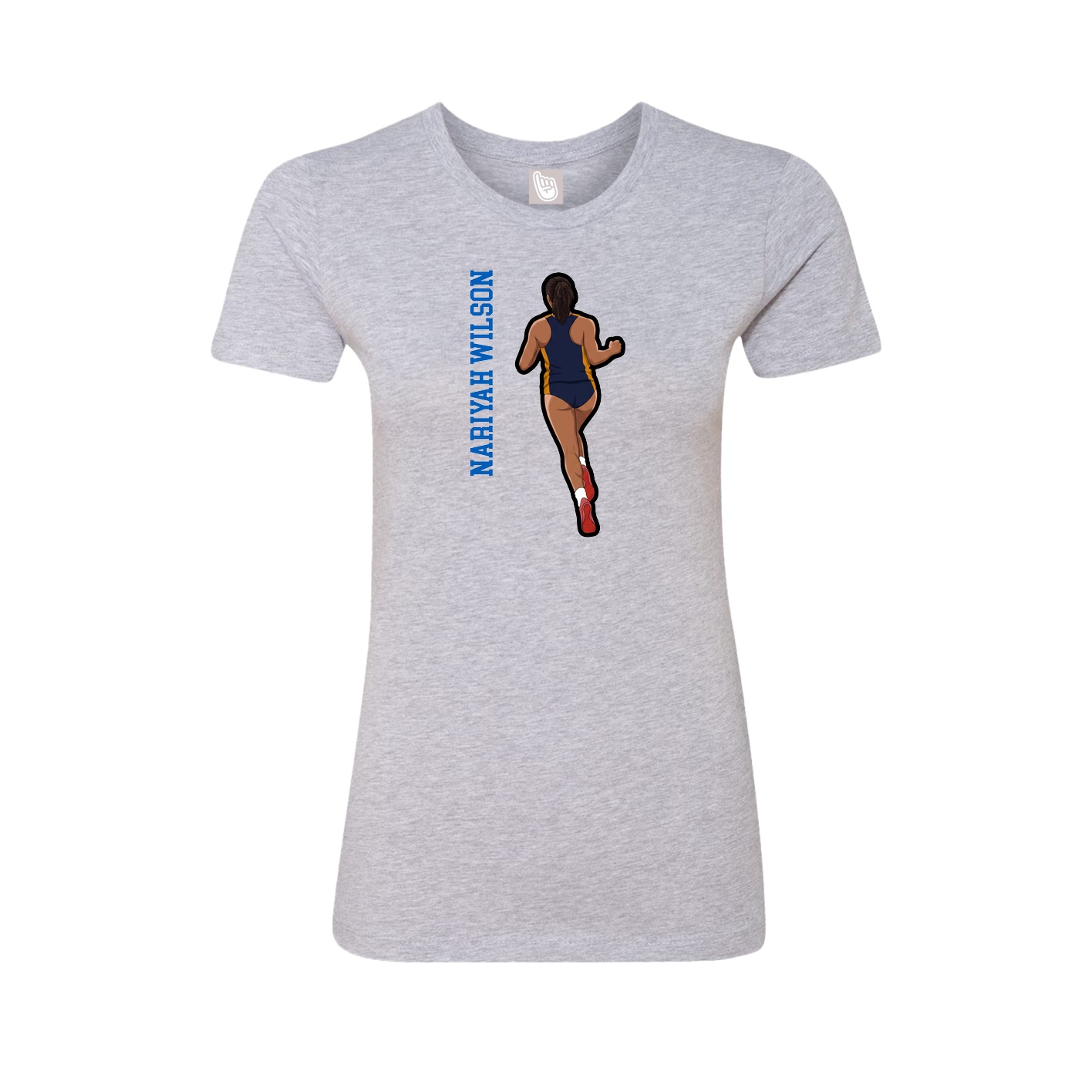 Fitted Women's Tee — Name Vertical in Grey