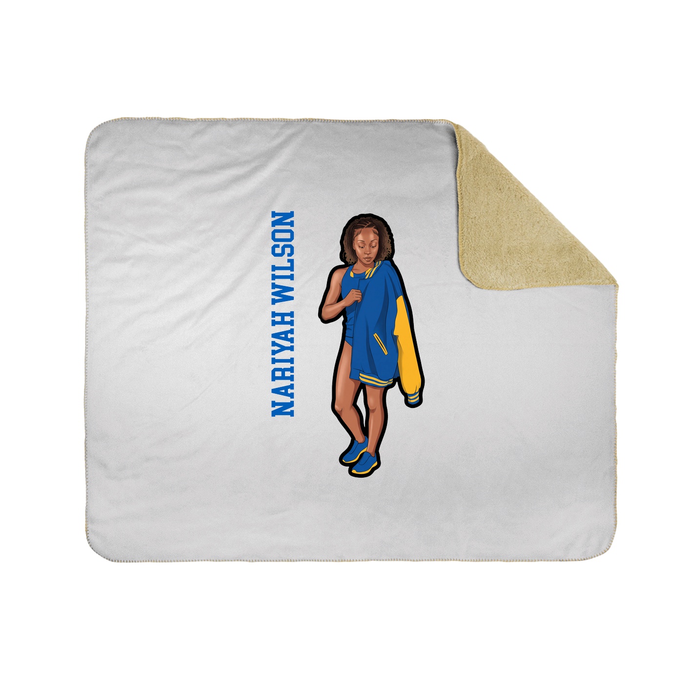 Throw Blanket — Name Vertical in White