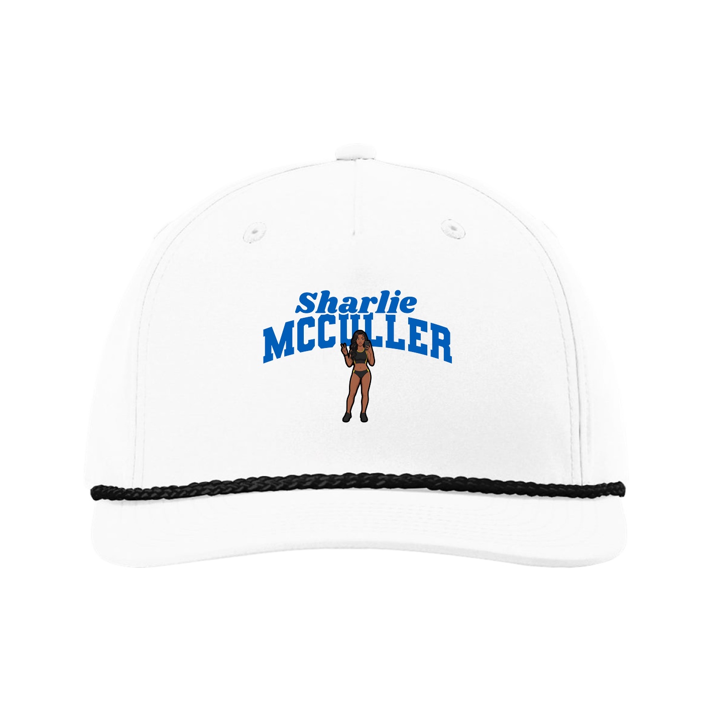 Five-Panel Classic Rope Cap — Signature Arch in White