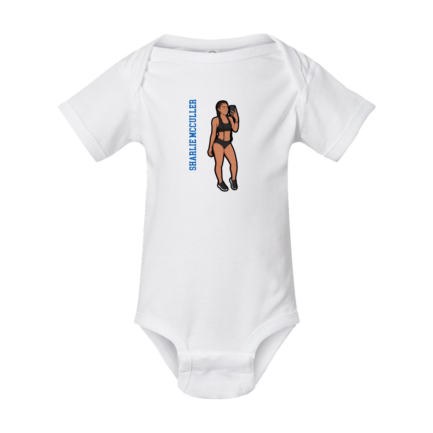 Baby Onesie — Name Vertical in White