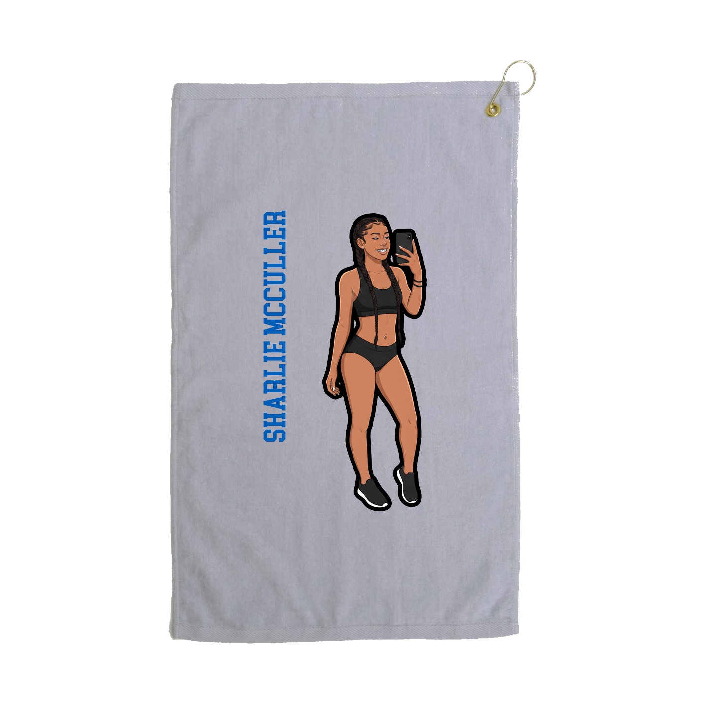 Golf Towel — Name Vertical in Grey