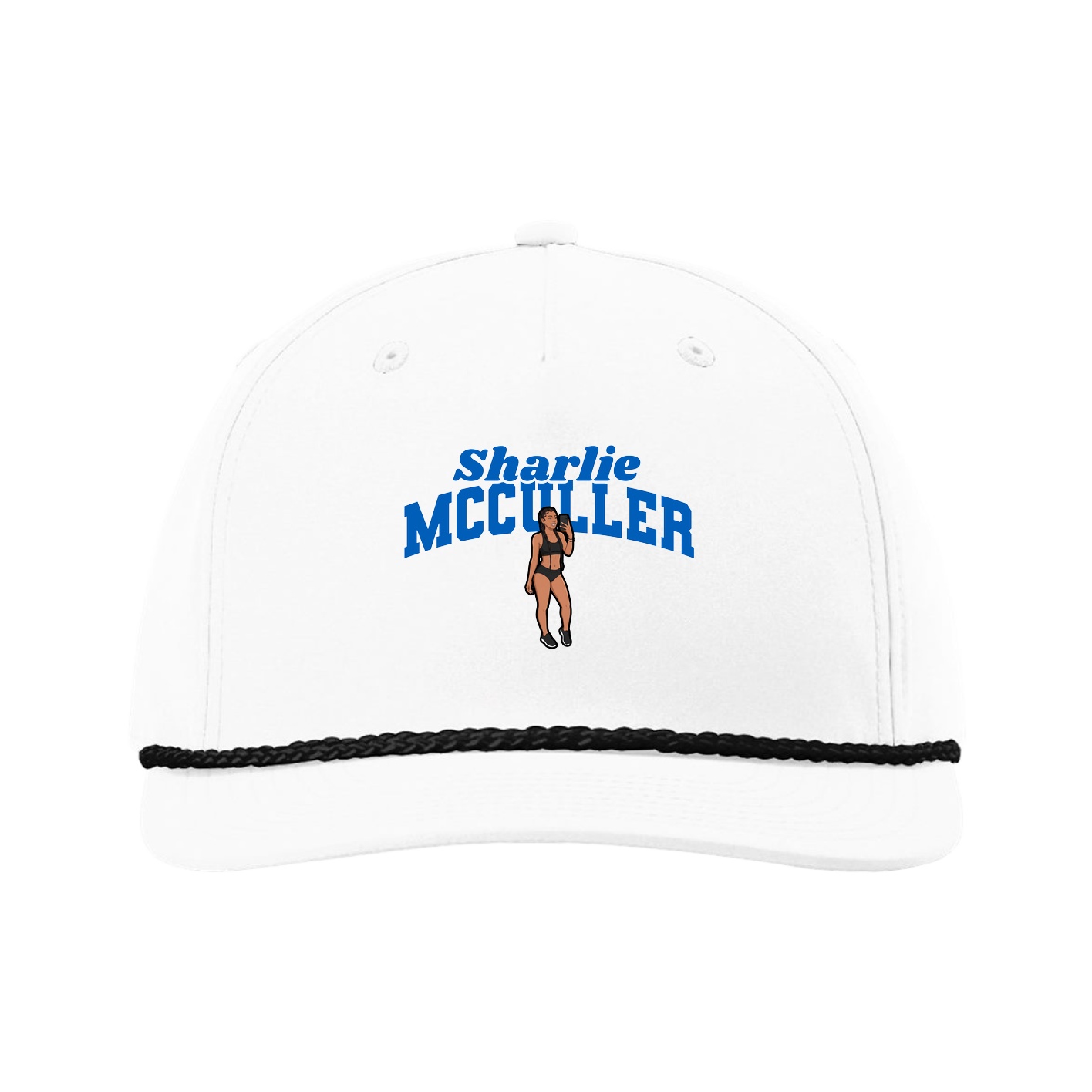 Five-Panel Classic Rope Cap — Signature Arch in White
