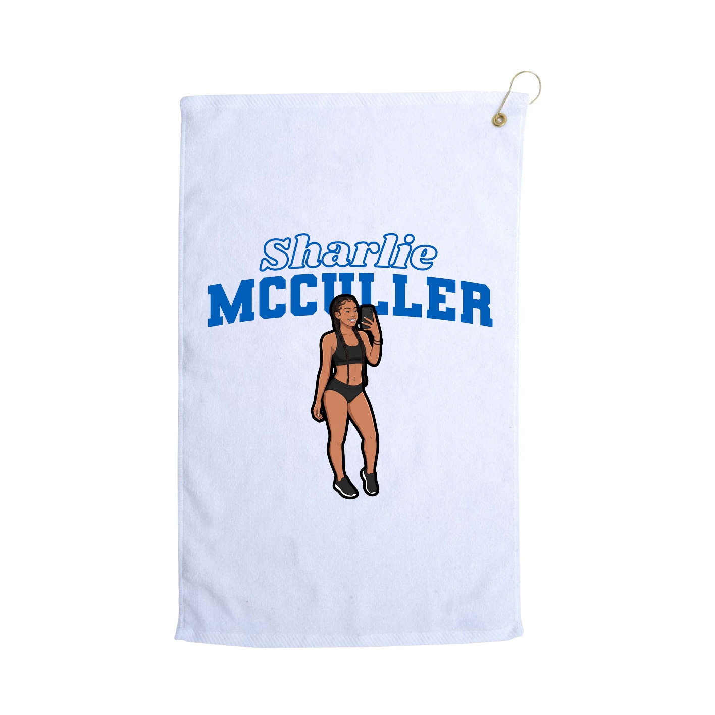 Golf Towel — Name Arch in White