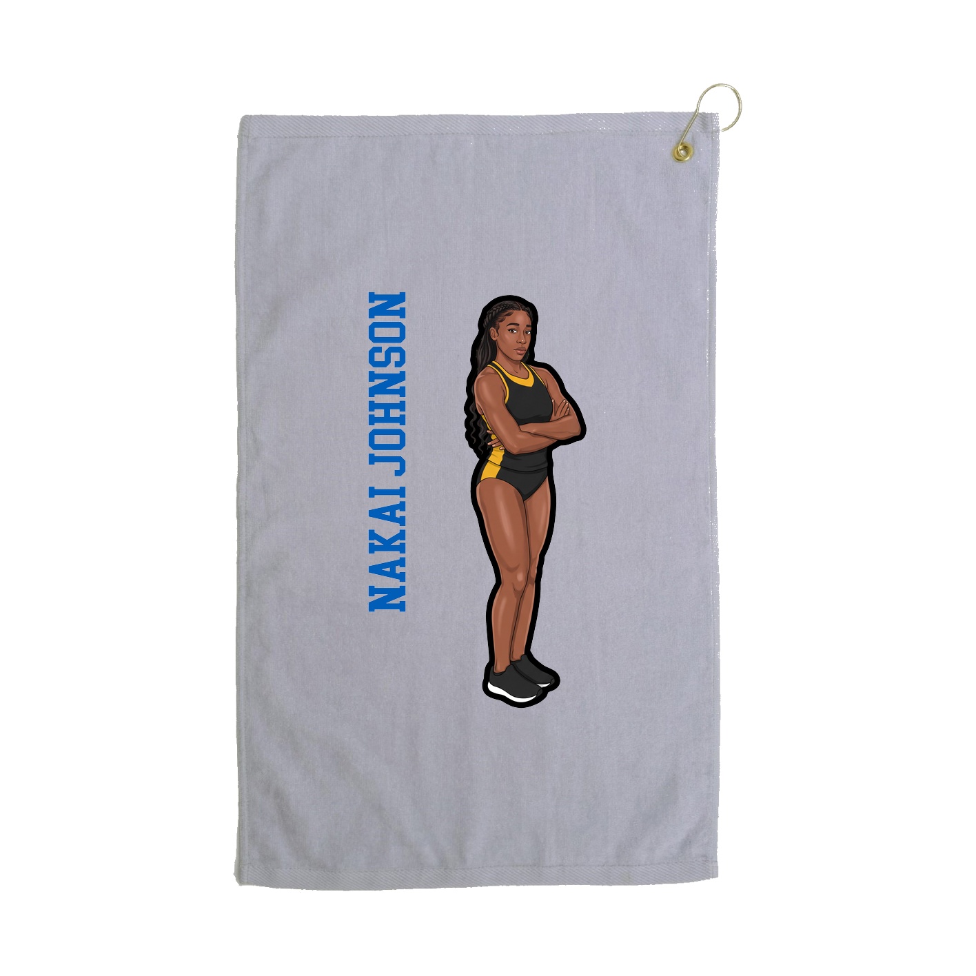 Golf Towel — Name Vertical in Grey