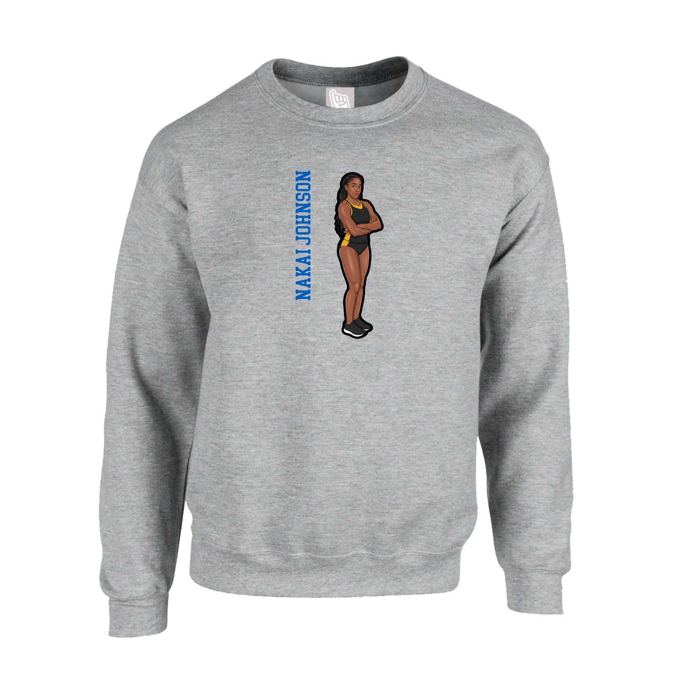 Fleece Crew — Name Vertical in Grey