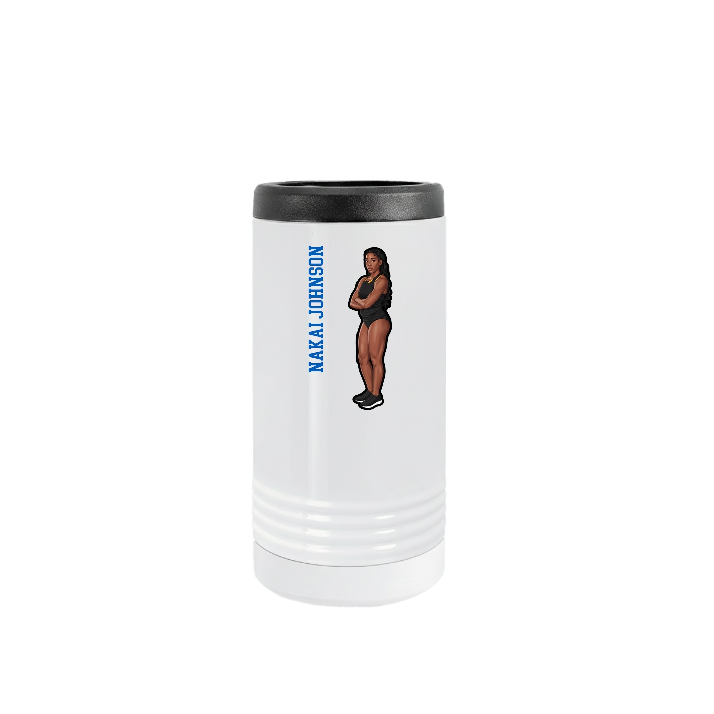 Slim Beverage Holder — Name Vertical in White