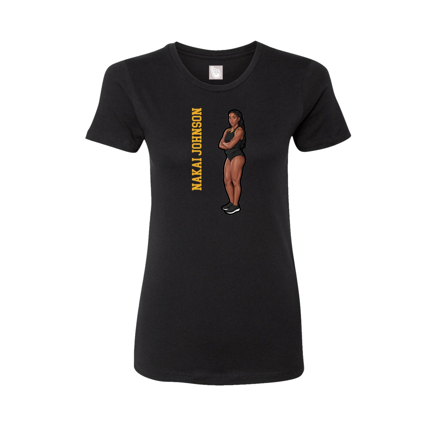 Fitted Women's Tee — Name Vertical in Black