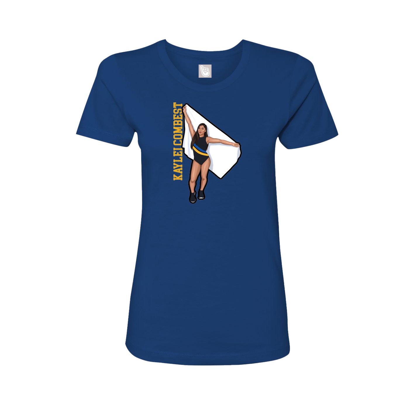 Fitted Women's Tee — Name Vertical in Royal